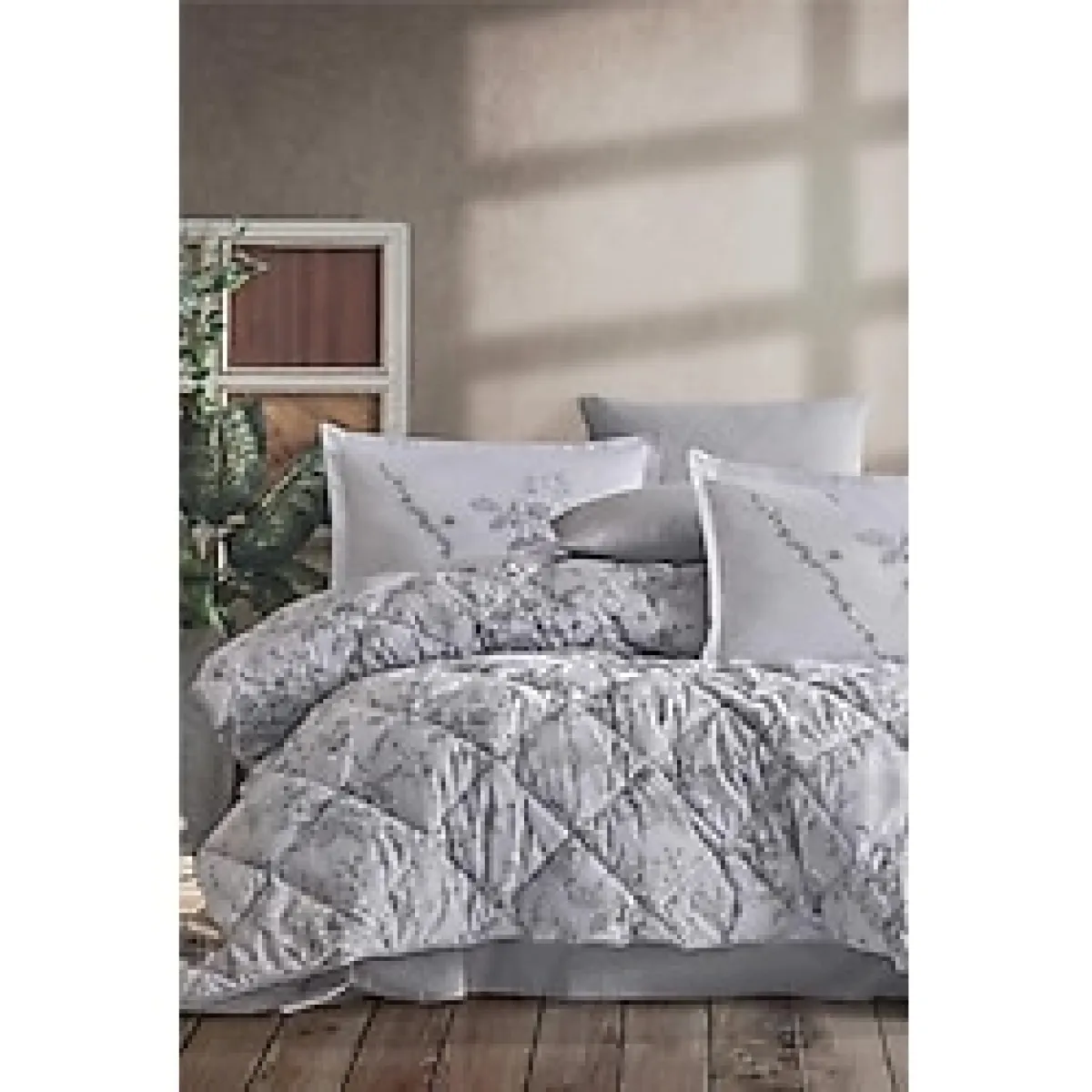 Pazarcan Çift Kişilik Ranforce Uyku Seti Messina V1 Gri - Seçenek