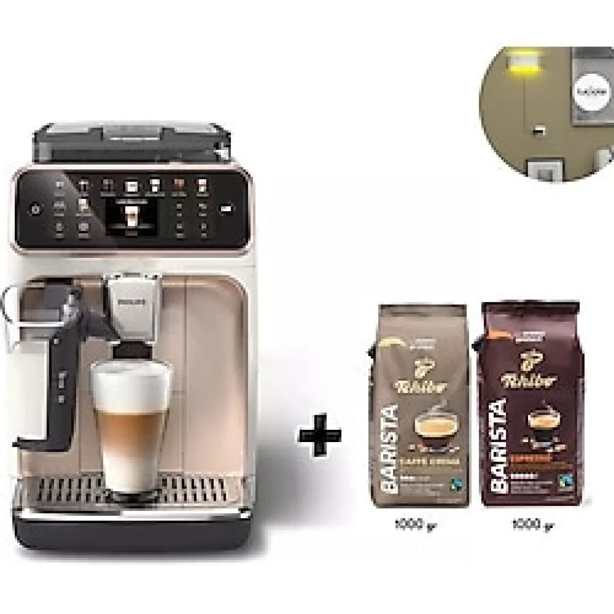 Philips 5500 Seri Sütlü Köpüklü Mükemmel 20 Farklı Kahve Çeşidi Renkli Dokunmatik Ekran Silentbrew Teknolojisi ile %40 Daha Sessiz Tam Otomatik Kahve Makinesi+Kahve ve Lambader Hediye