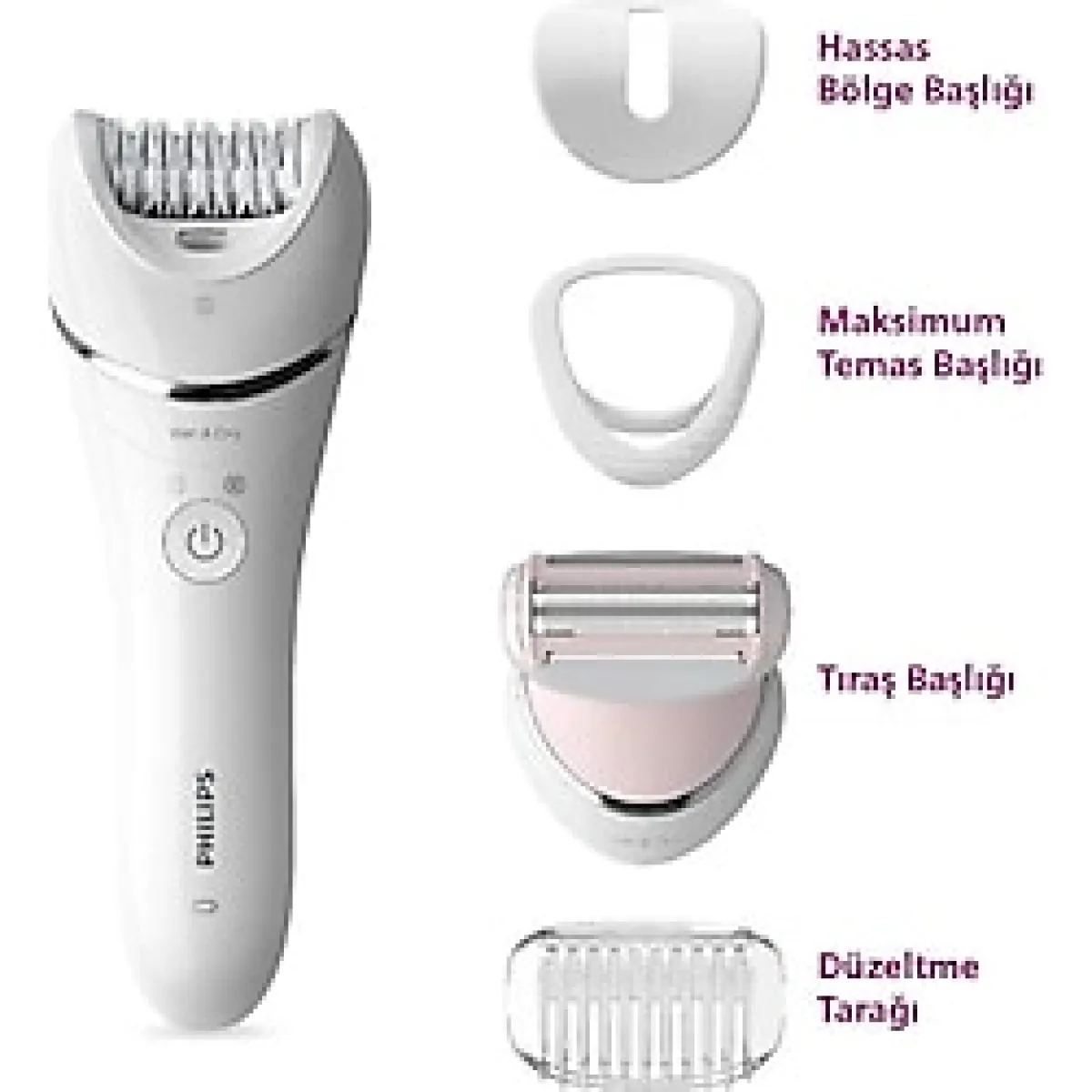 Philips Essential Advanced Plus Islak Kuru Led Aydınlatmalı Epilasyon Aleti, Beyaz