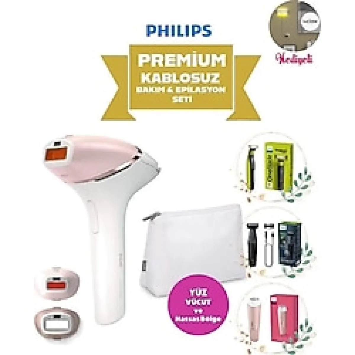 Philips Kablosuz Yüz, Vücüt ve Hassas Bölge Epilasyon Seti Taşınabilir Çanta ve Vücüt Traş bakım Ürünleri