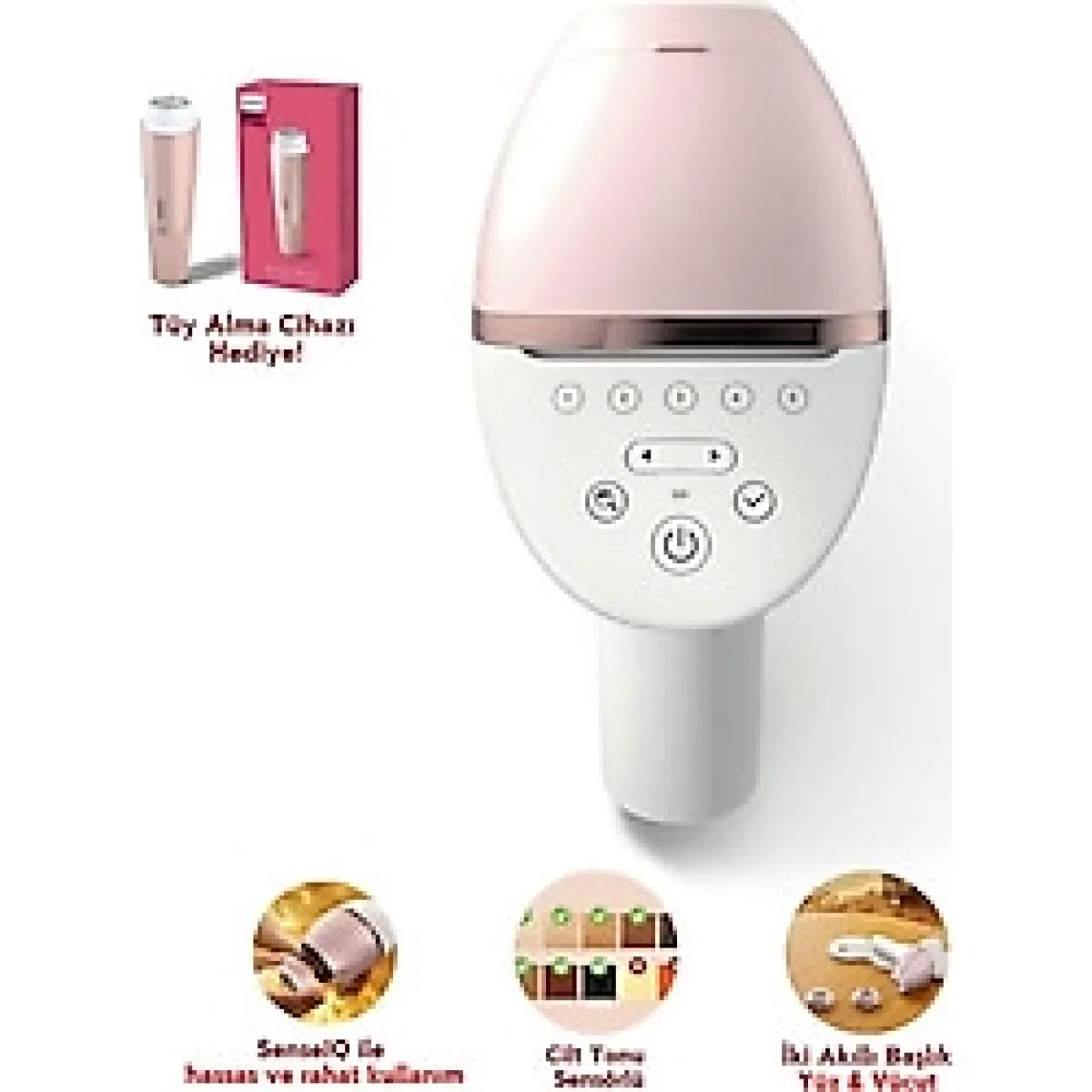 Philips Lumea Lazer Epilasyon Ipl Tüy Alma Cihazı, Yüz Tüy Alma Cihazı ve Çanta Hediyeli, Yüz ve Vücut ve Hassas Bölge Kullanımı, Kablolu/kablosuz Kullanım, Onerous Marka Hediyeler - Beyaz