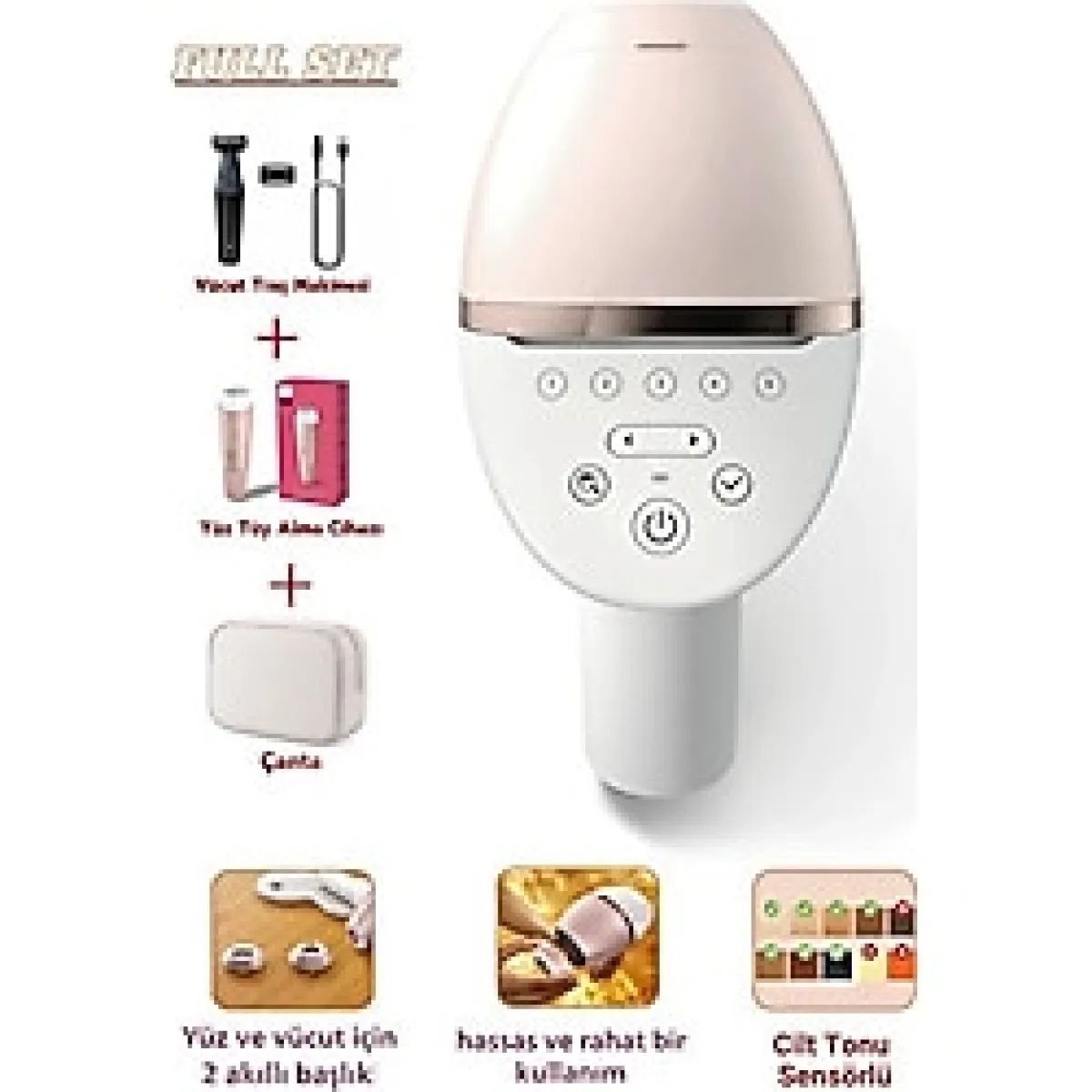 Philips Lumea Prestige Ipl Lazer Epilasyon Cihazı, Kablosuz Kullanım, 2 Başlık (Yüz ve Vücut) Full Set