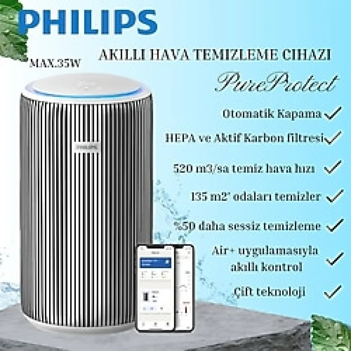 Phılıps Pureprotect Serisi Akıllı Hava Temizleme Cihazı Beyaz Gri