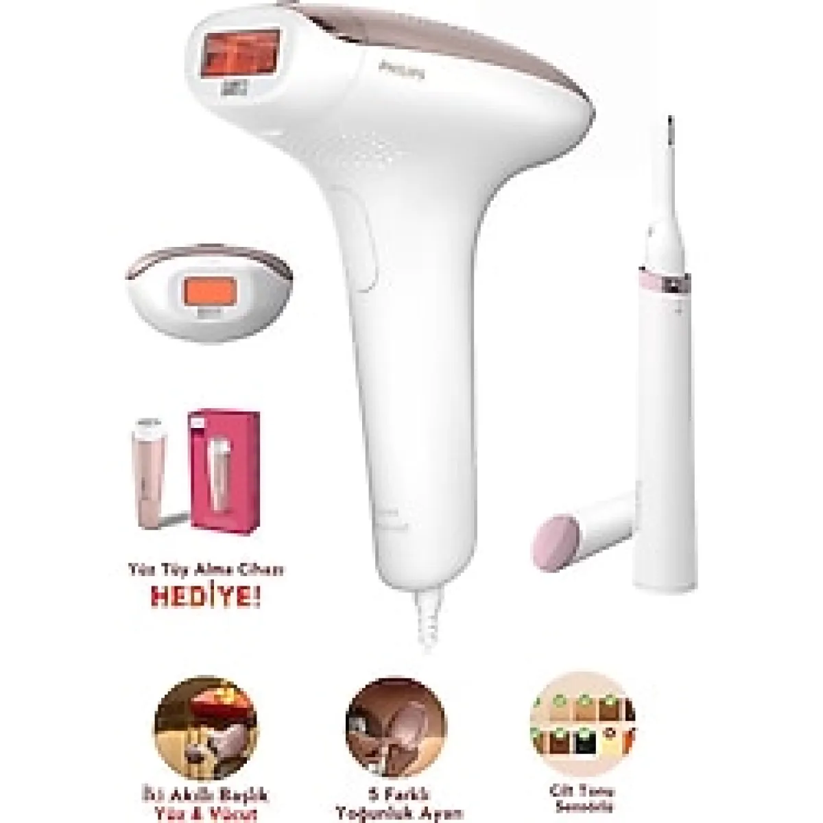 Philips Yeni Lumea Gelişmiş Teknolojili Full Epilasyon Bakım Seti & Tüy Alma Cihazı, Cilt Tonu Sensr