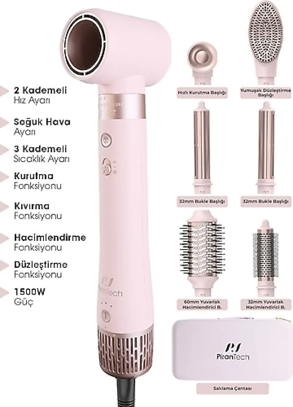 Pirantech KS-611 6in1 Saç Şekillendirme Seti