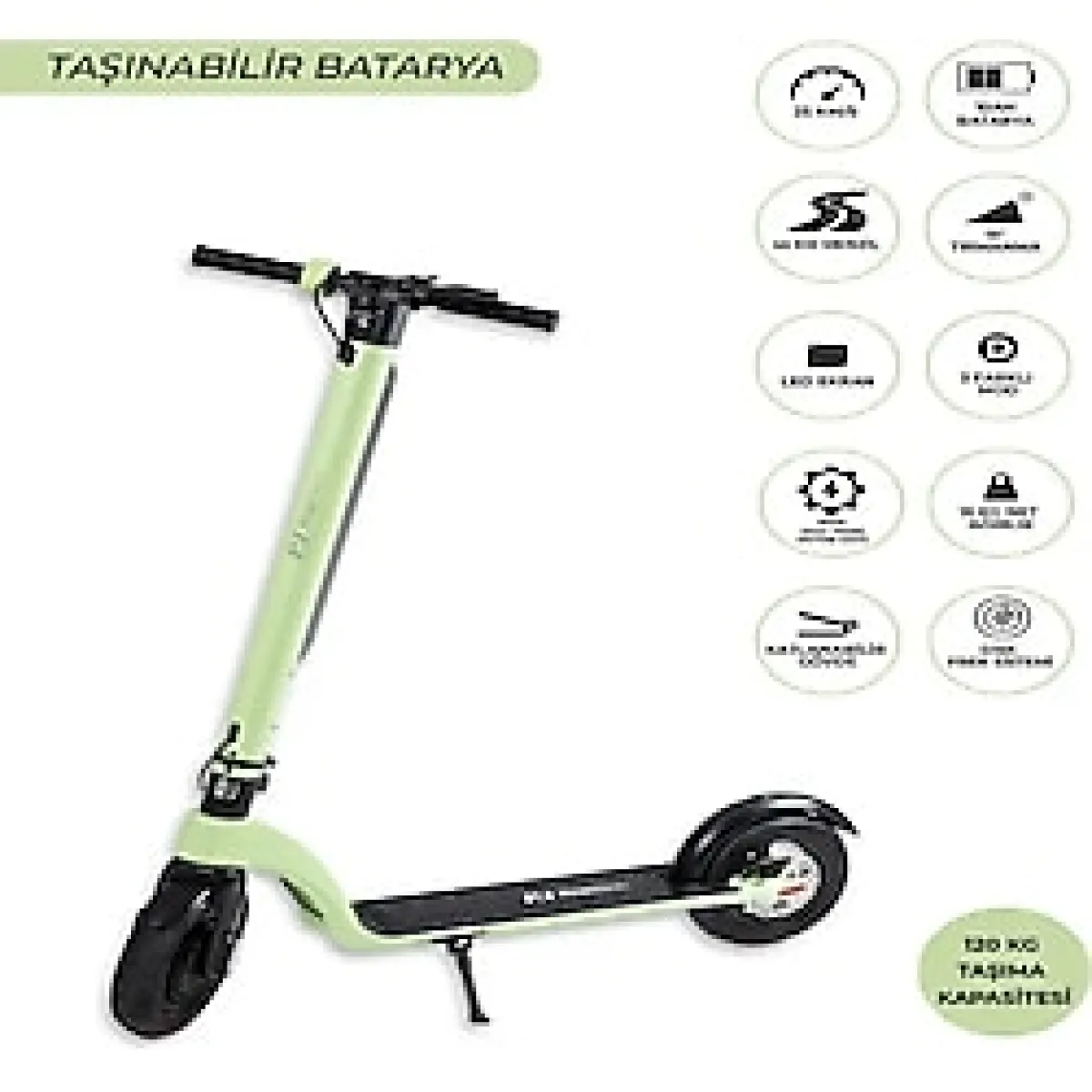 PiranTech X8 Çıkarılabilir Bataryalı Yeşil Elektrikli Scooter 700 W