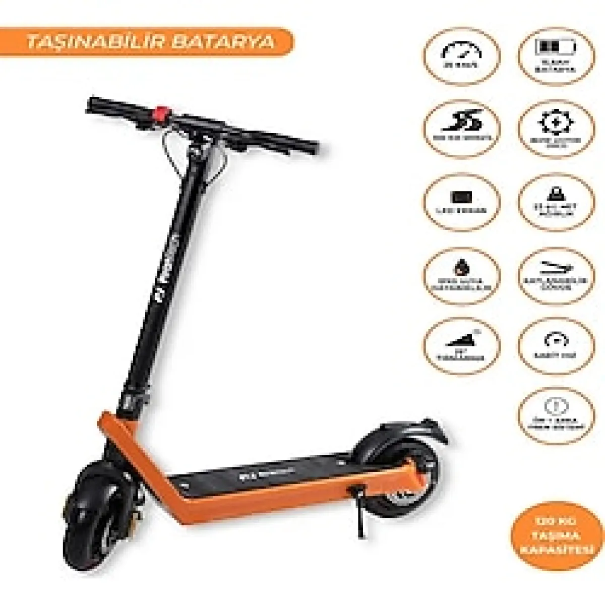 PiranTech X9 Çıkarılabilir Bataryalı Turuncu Elektrikli Scooter 850 W