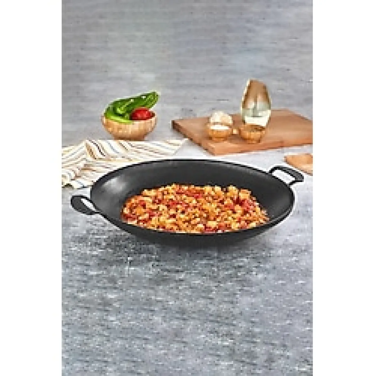 Polochef Iron Döküm Granit Sac Kavurma Gözleme Tavası 34 cm