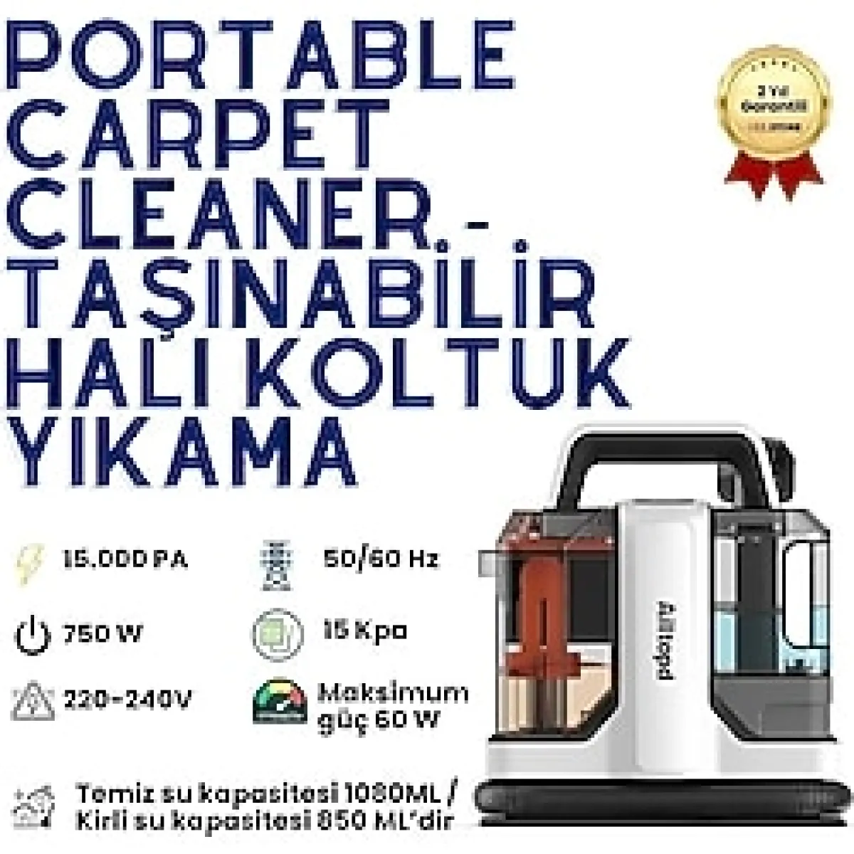 Portable Carpet Cleaner, Halı Koltuk Yıkama Makinesi, Güçlü Leke Çıkarıcı, Derinlemesine Temizlik Ve Vakumlu Su Çekme Özellikli Profesyonel Temizlik Cihazı-1130