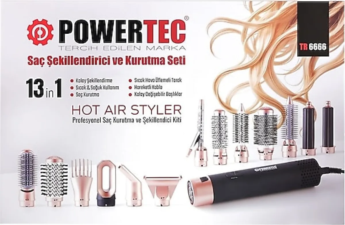 Powertec Ionic TR-6666 13in1 Saç Şekillendirme Seti