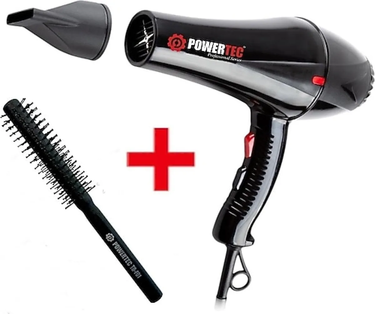 Powertec TR-901 2000 W Profesyonel Fön Makinesi + Berber Fön Fırçası