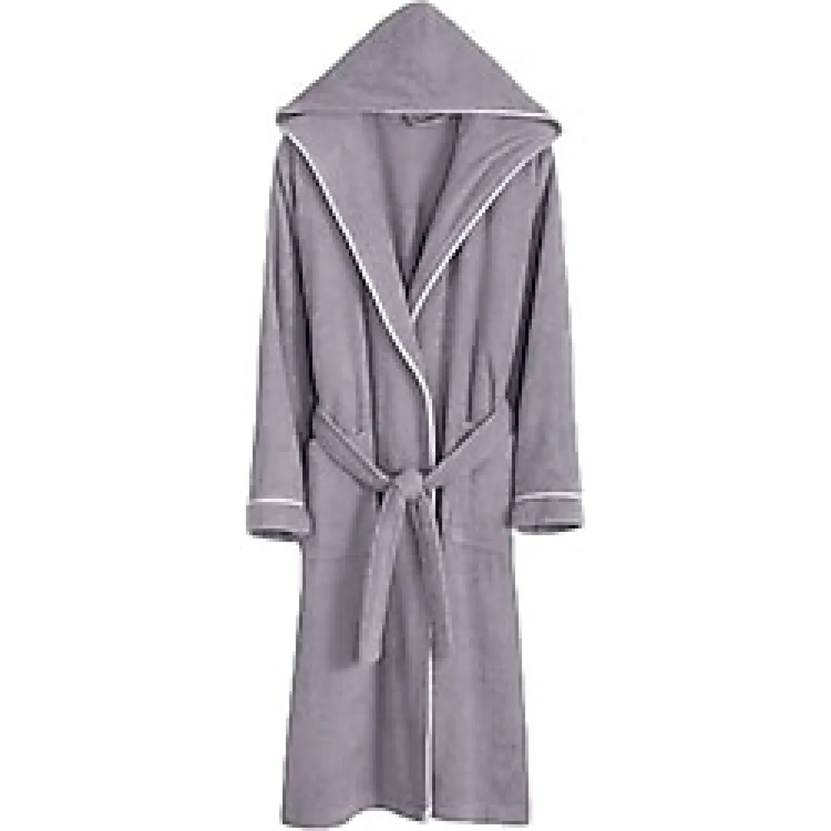 Prestige Kapüşonlu Pamuk Ağır Gramajlı Lüks Bornoz - Büyük Beden ve Renk Seçenekleriyle Gri-M