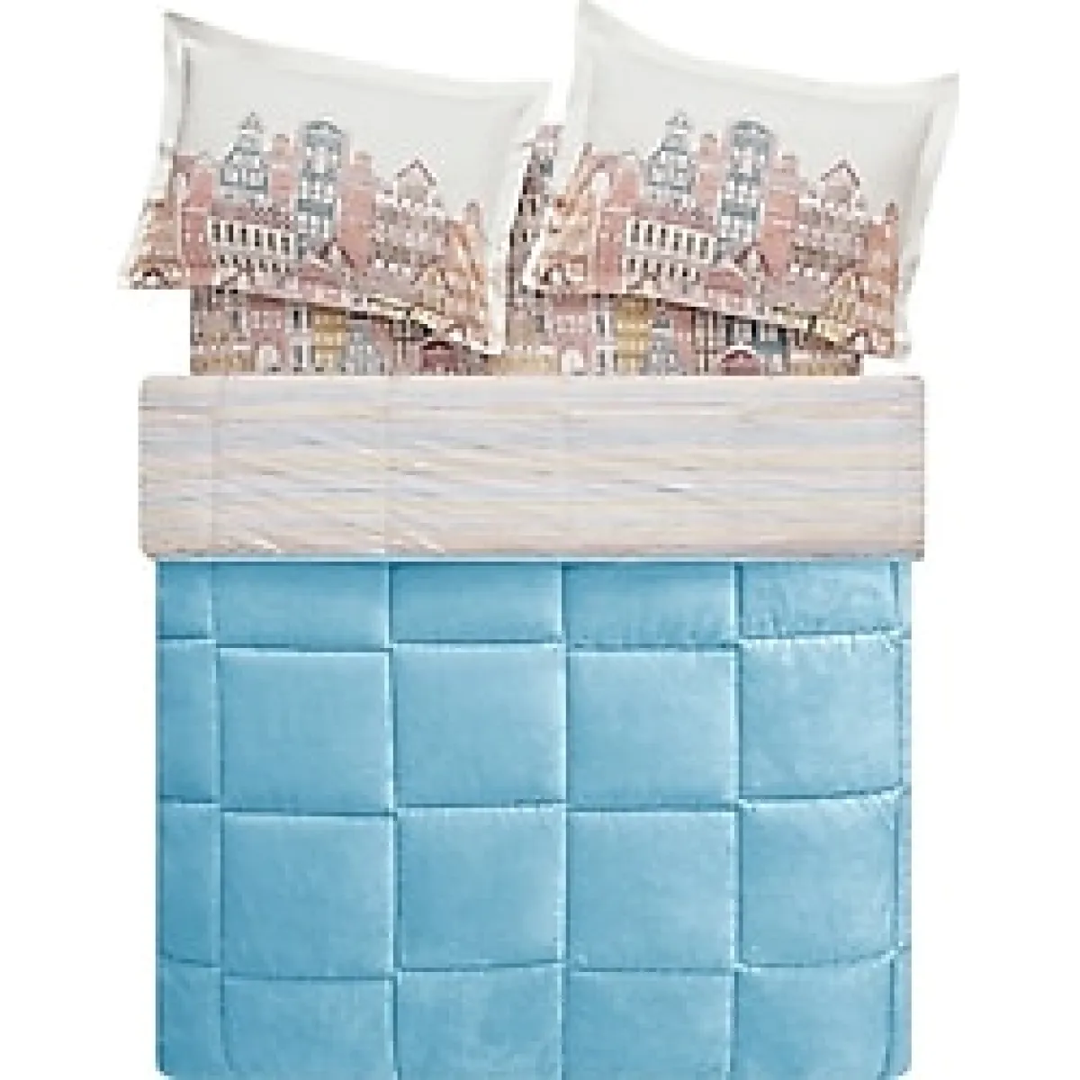 Puffy Panna Çift Kişilik Threefy Uyku Seti - Pudra