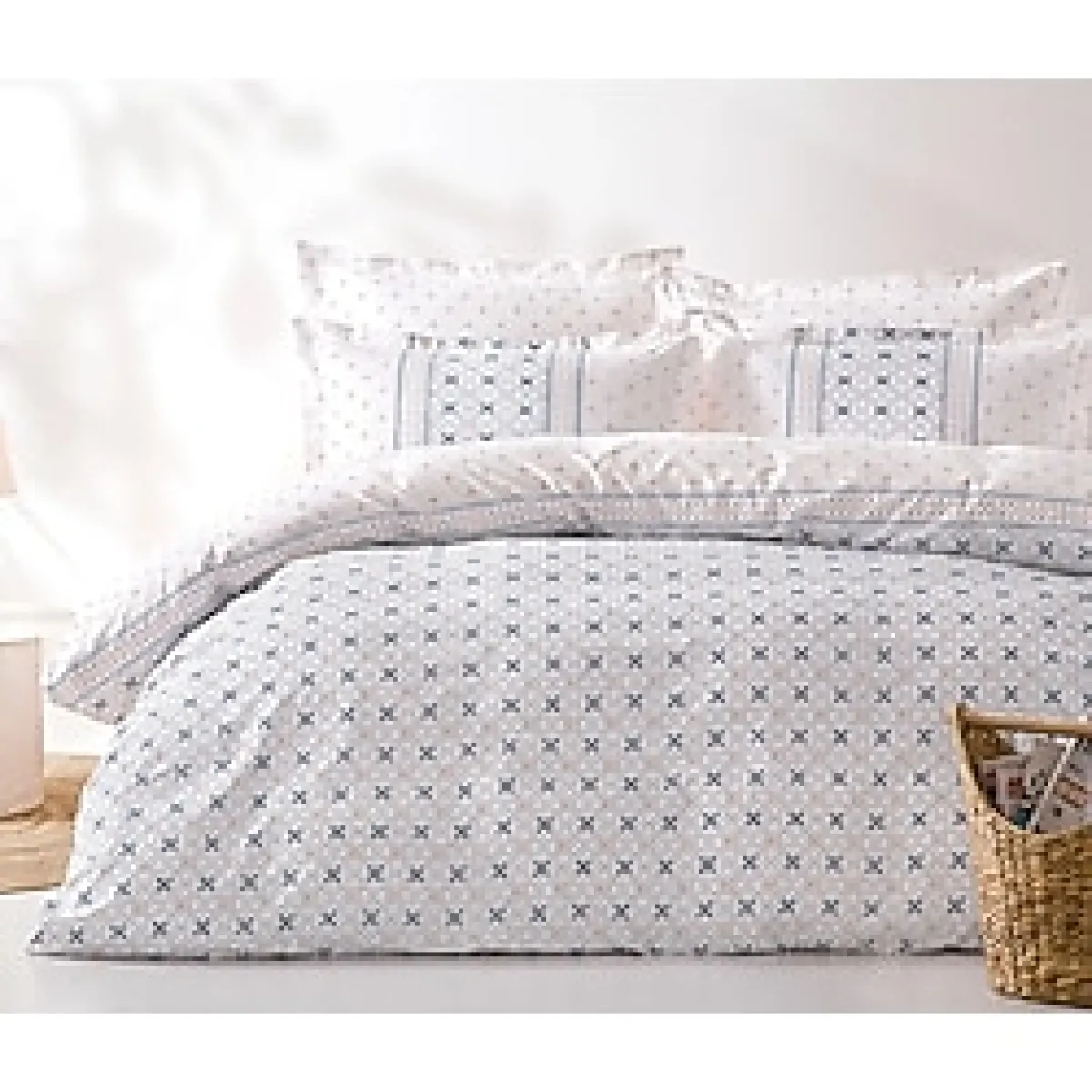 Puffy Roan Çift Kişilik Nevresim Seti - Indigo - İndigo - 200 x 220 cm