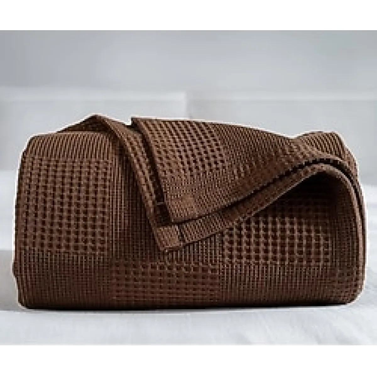 RAYME TEKSTİL Waffle Desenli Pike Yatak Örtüsü Koyu Kahverengi, Çift Kişilik Pike 200x230 cm, 100% Pamuk, Hafif 4 Mevsim Kullanım