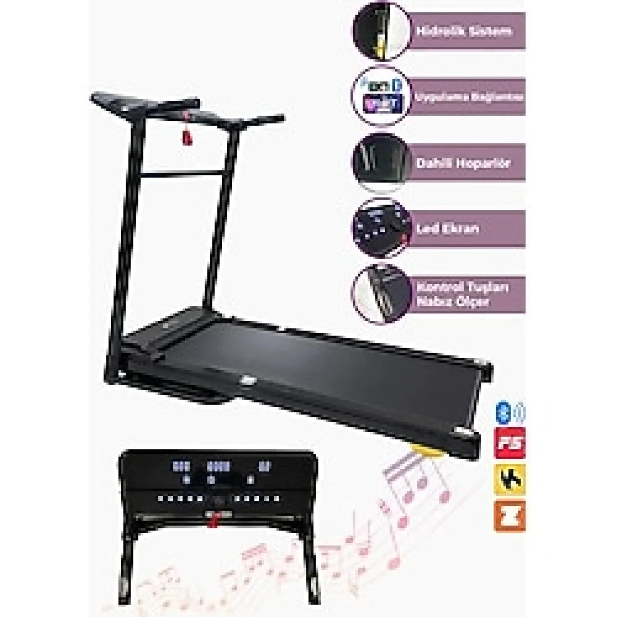 Relax 14 Km Hız Bluetoothlu Uygulama Bağlantılı Hidrolik Katlanabilir Yürüme Ve Koşu Bandı