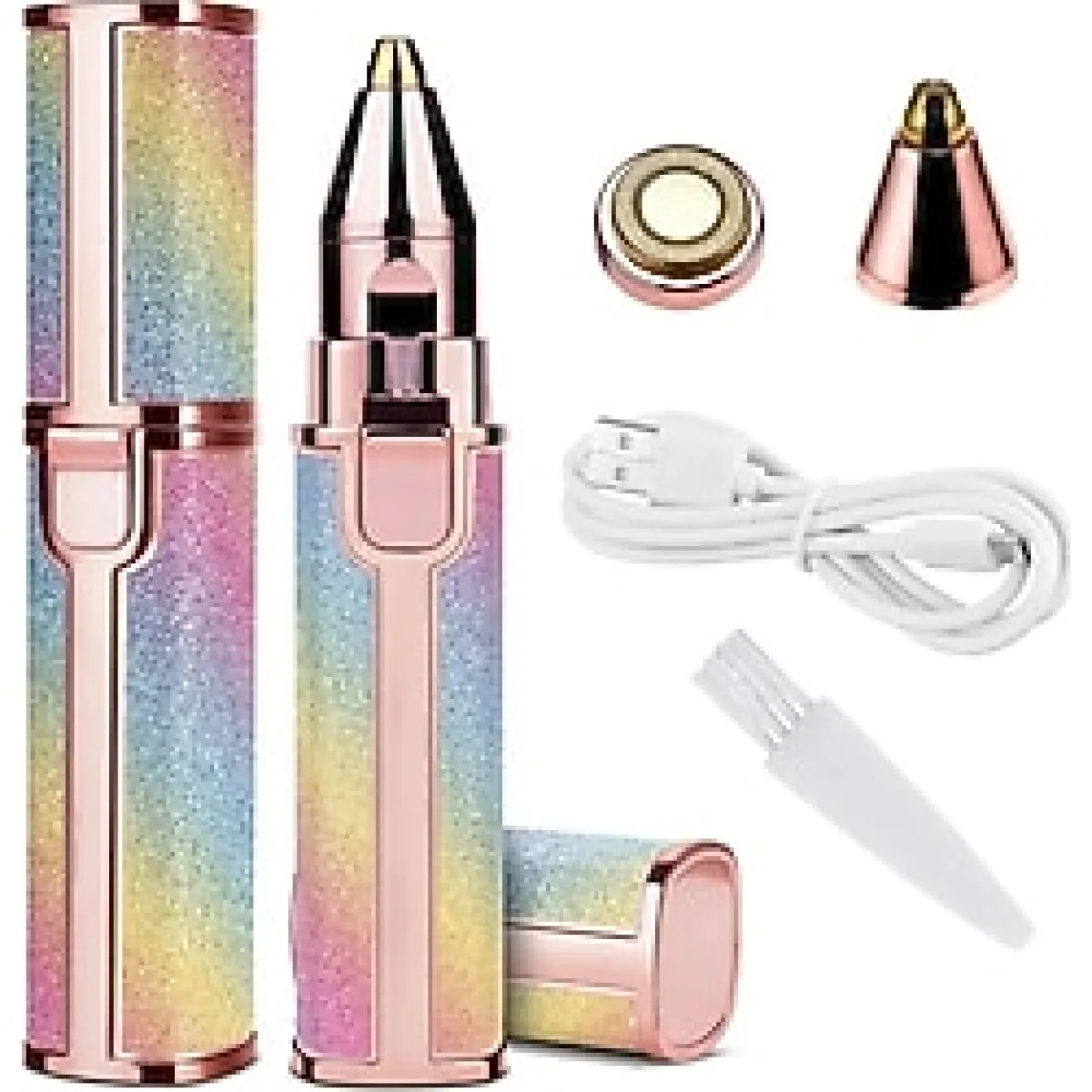 ROWENAROSE Yüz Kaş Epilatör Kıl Kaş Bıyık Tüy Alma Aleti Şarjlı Traş Makinası Simli Ambalaj