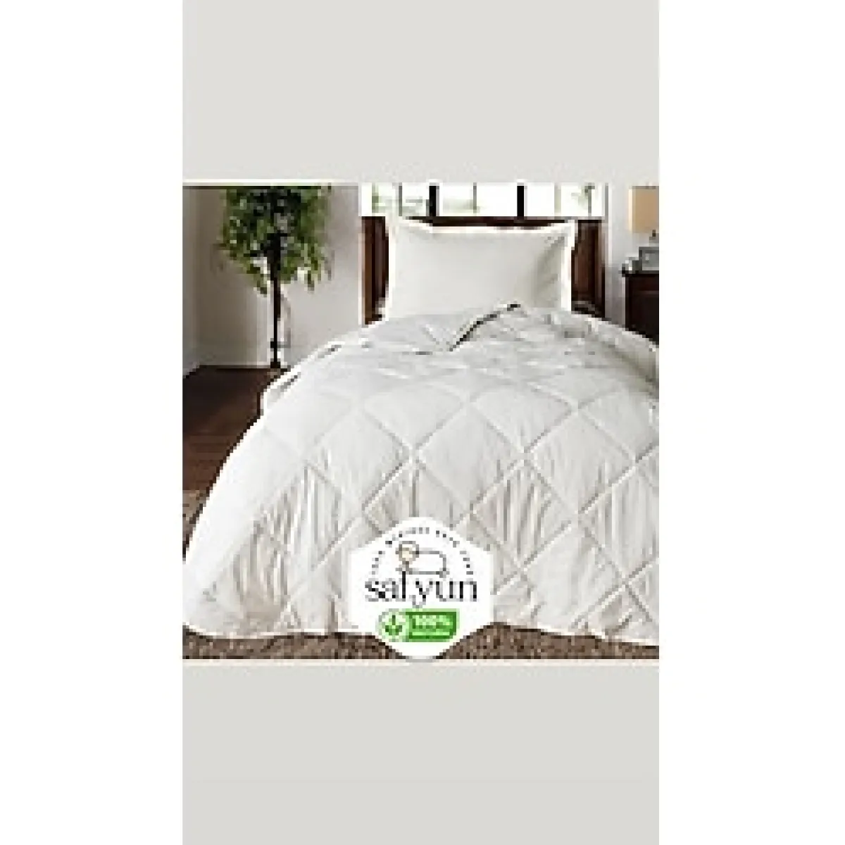 Safyün Saf Yün Marka %100 Merinos Kuzu Yünü Yıkanabilir Tek Kişilik Yün Yorgan Tek Kişilik - 155 x 215 cm - Beyaz