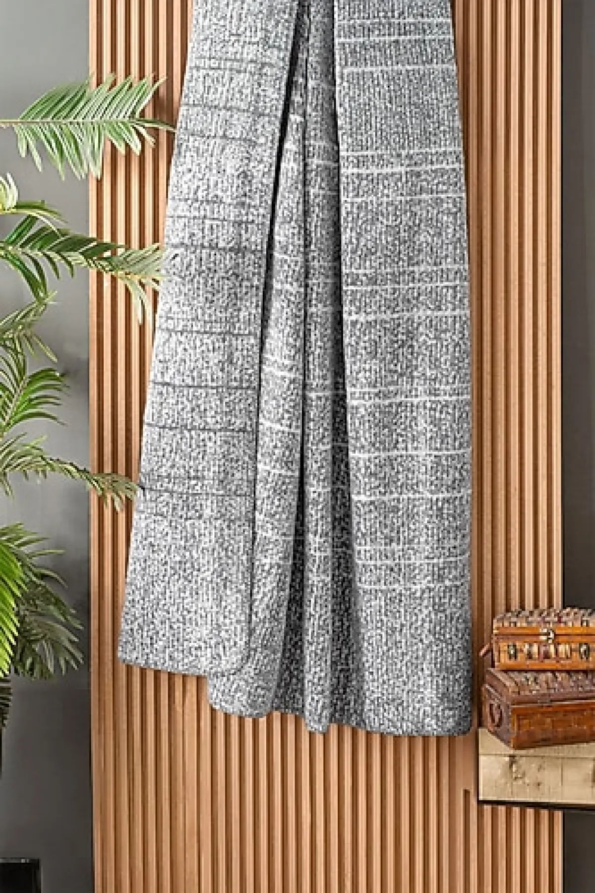 Sarev Bazaar Laurel Gri 200x220 cm Çift Kişilik Battaniye