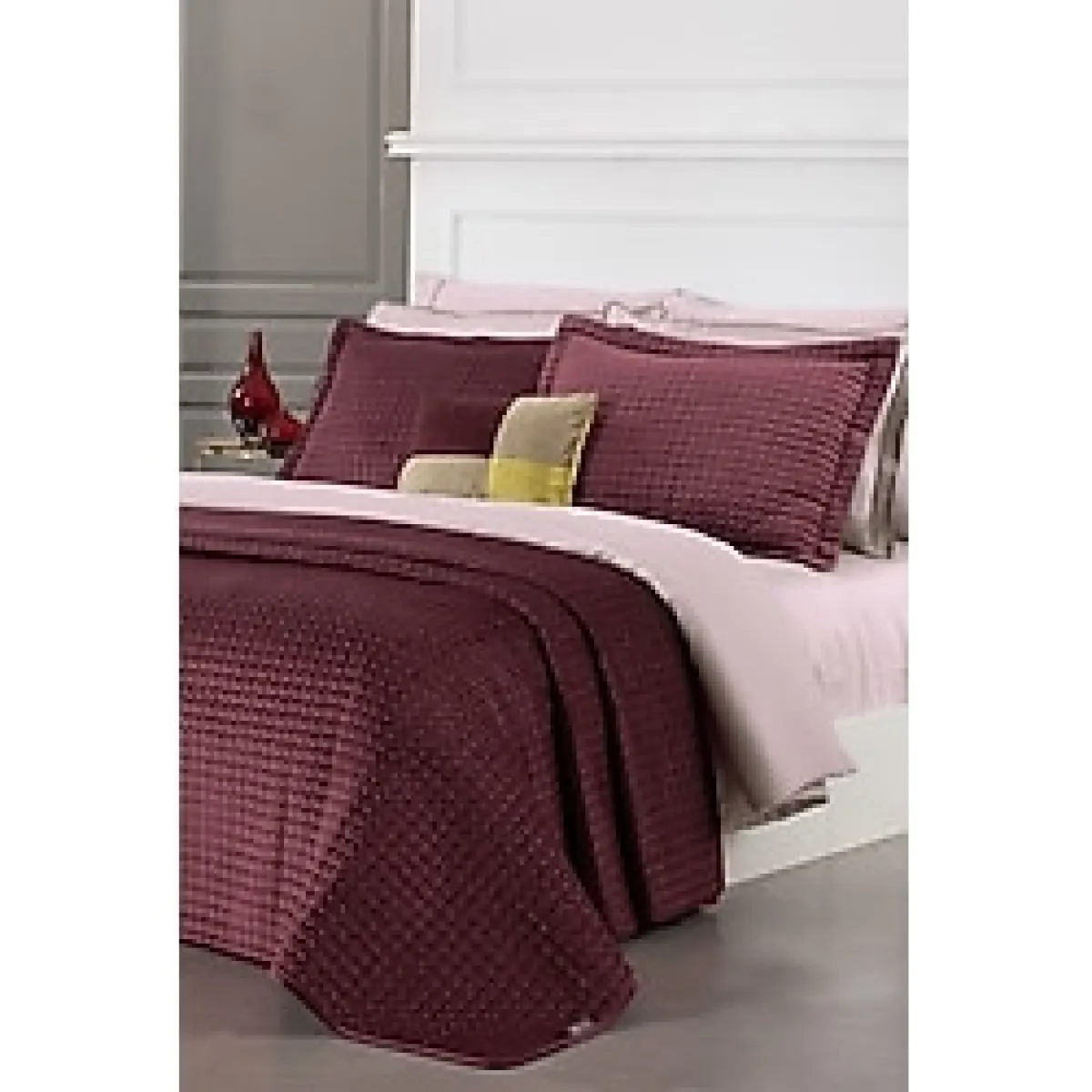 Sarev Dustin Bordo Çift Kişilik Yatak Örtüsü Seti - 260 x 250 cm