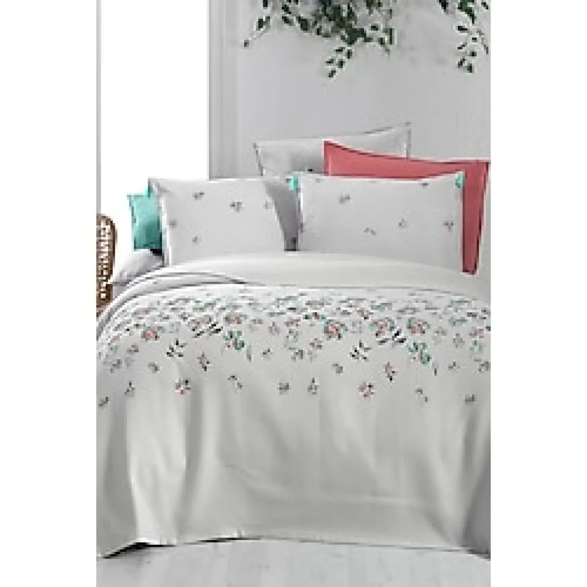 Sarev Saira Gri Çift Kişilik %100 Pamuk Pike Takımı