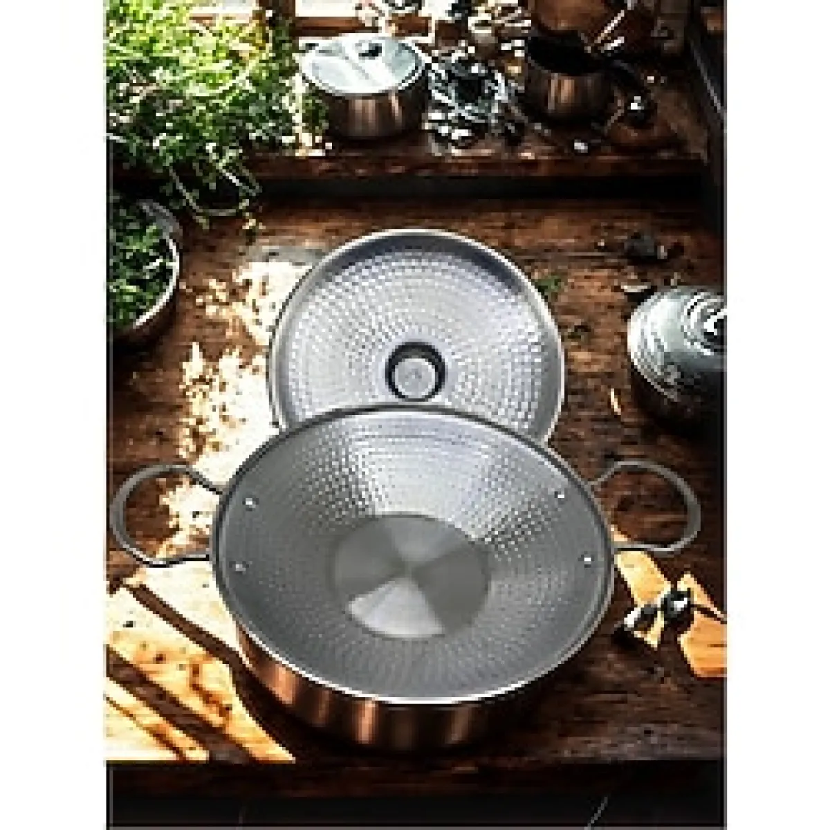 Şehzademutfak 22CM Kapaklı Alüminyum Saç Tava - Gümüş