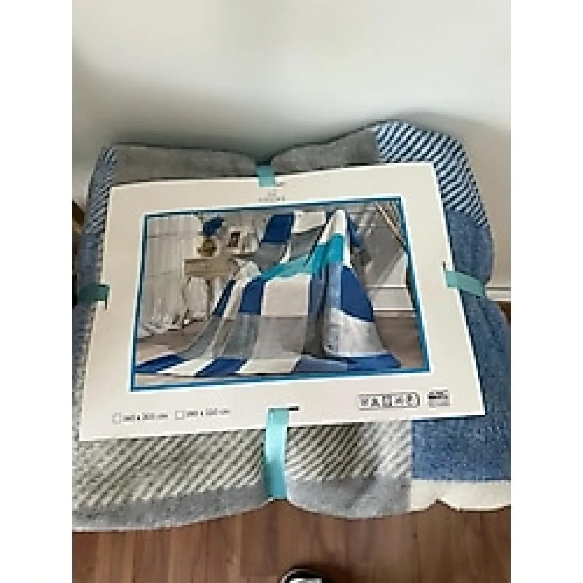 Sesli Home Darcy Pamuklu Battaniye Çift Kişilik 180 x 220 cm-17309BM - Mavi