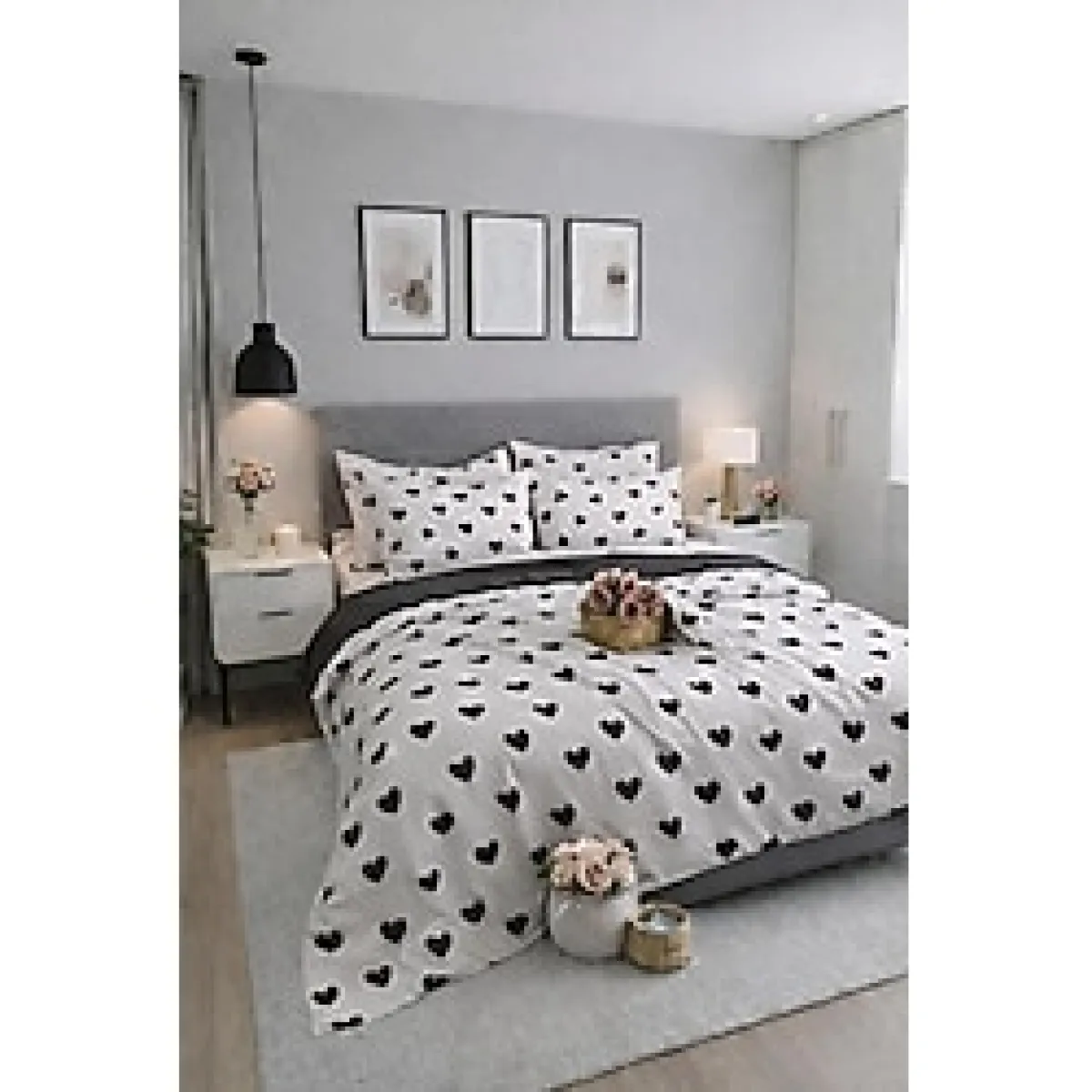 Sheri Home Lastikli Çarşaflı Nevresim Takımı Çift Kişilik