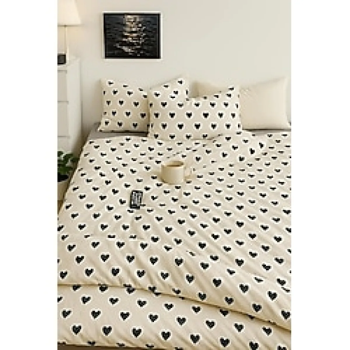 Sheri Home Yeni 100% Pamuk Çift Kişilik Nevresim Seti(YORGAN KILIFI 2ADET YASTIK KILIFI)FİYONKModel886565632025