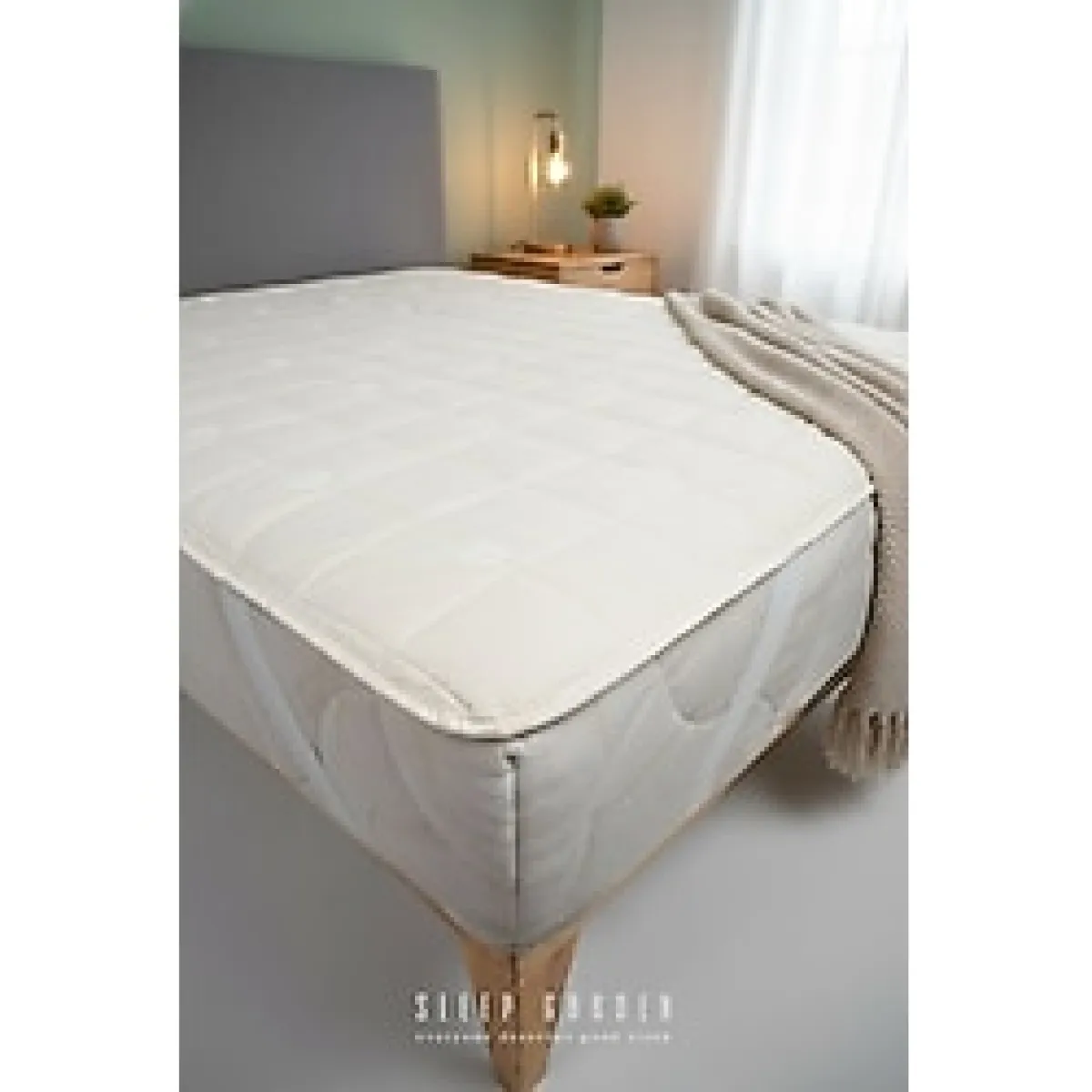 Sleep Garden Yün Yatak Alezi Lastikli Çantalı Çift Kişilik (160X200) - Beyaz - 160 x 200 cm