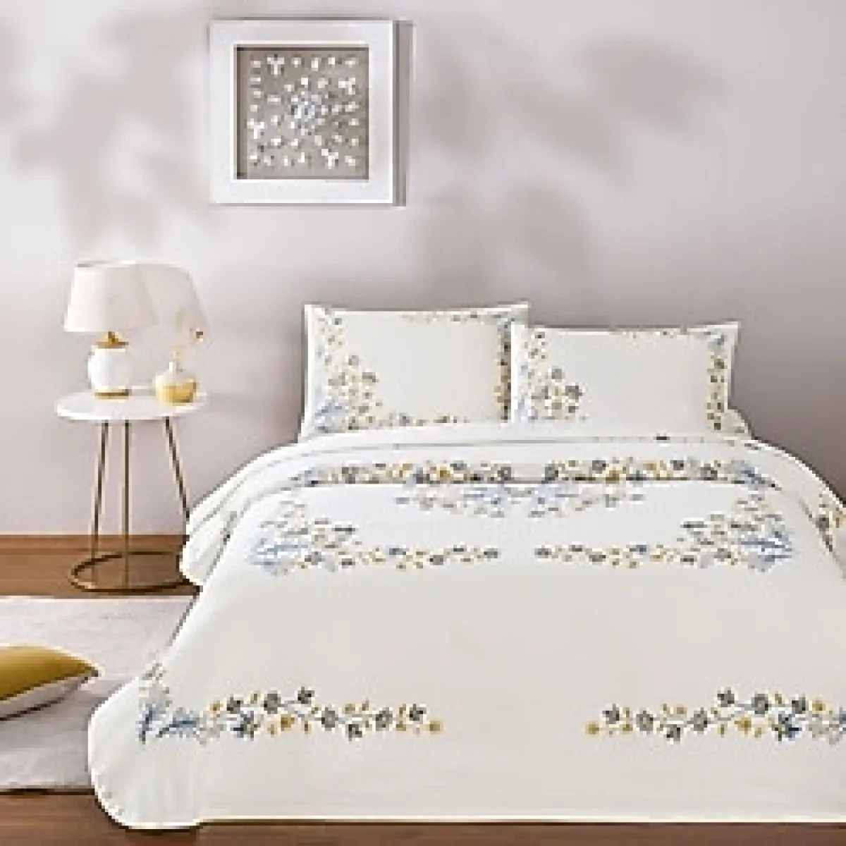 Taç Baskılı Charmy Çift Kişilik Pike Takımı Yeşil - Mavi