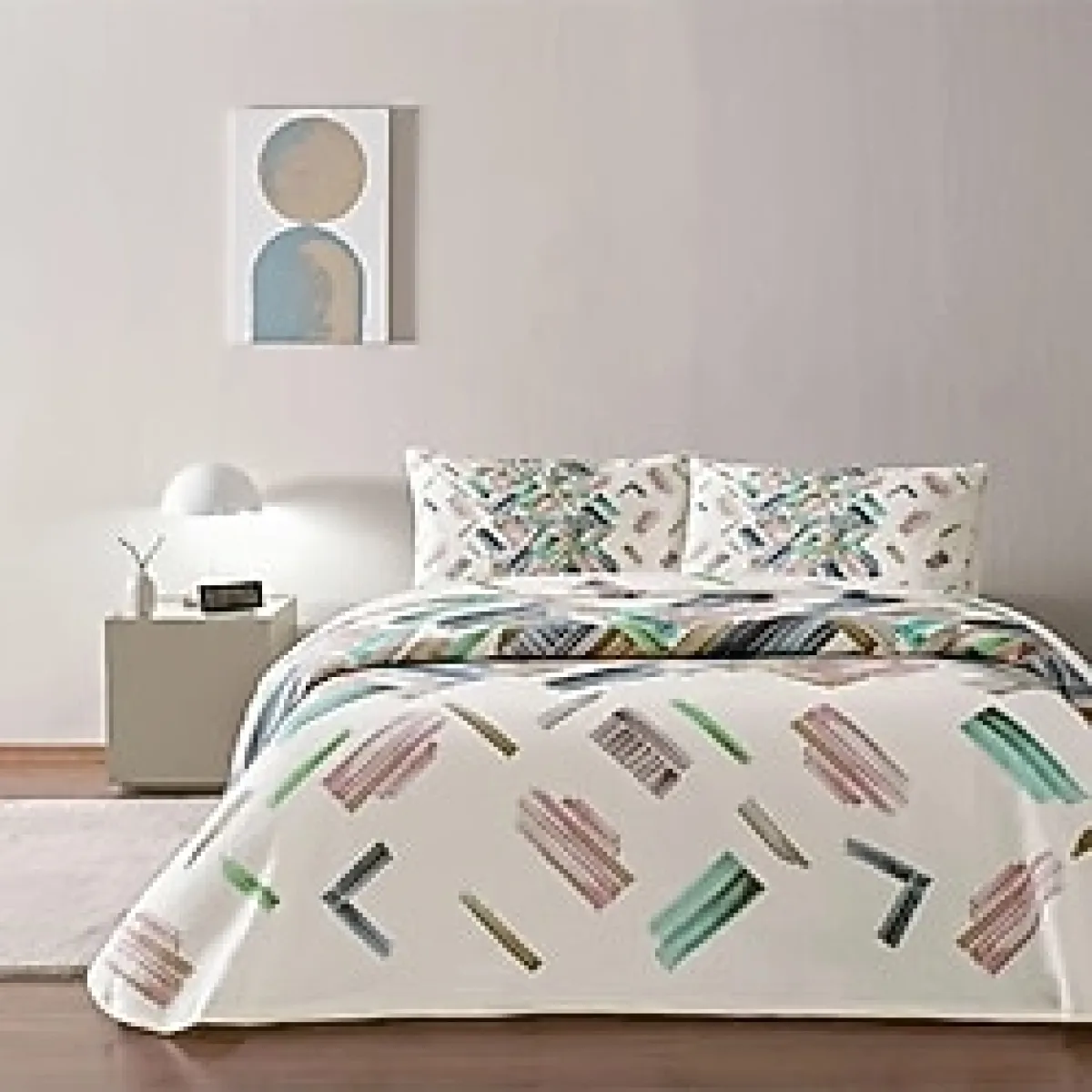 Taç Baskılı Juno Tek Kişilik Pike Takımı Mavi