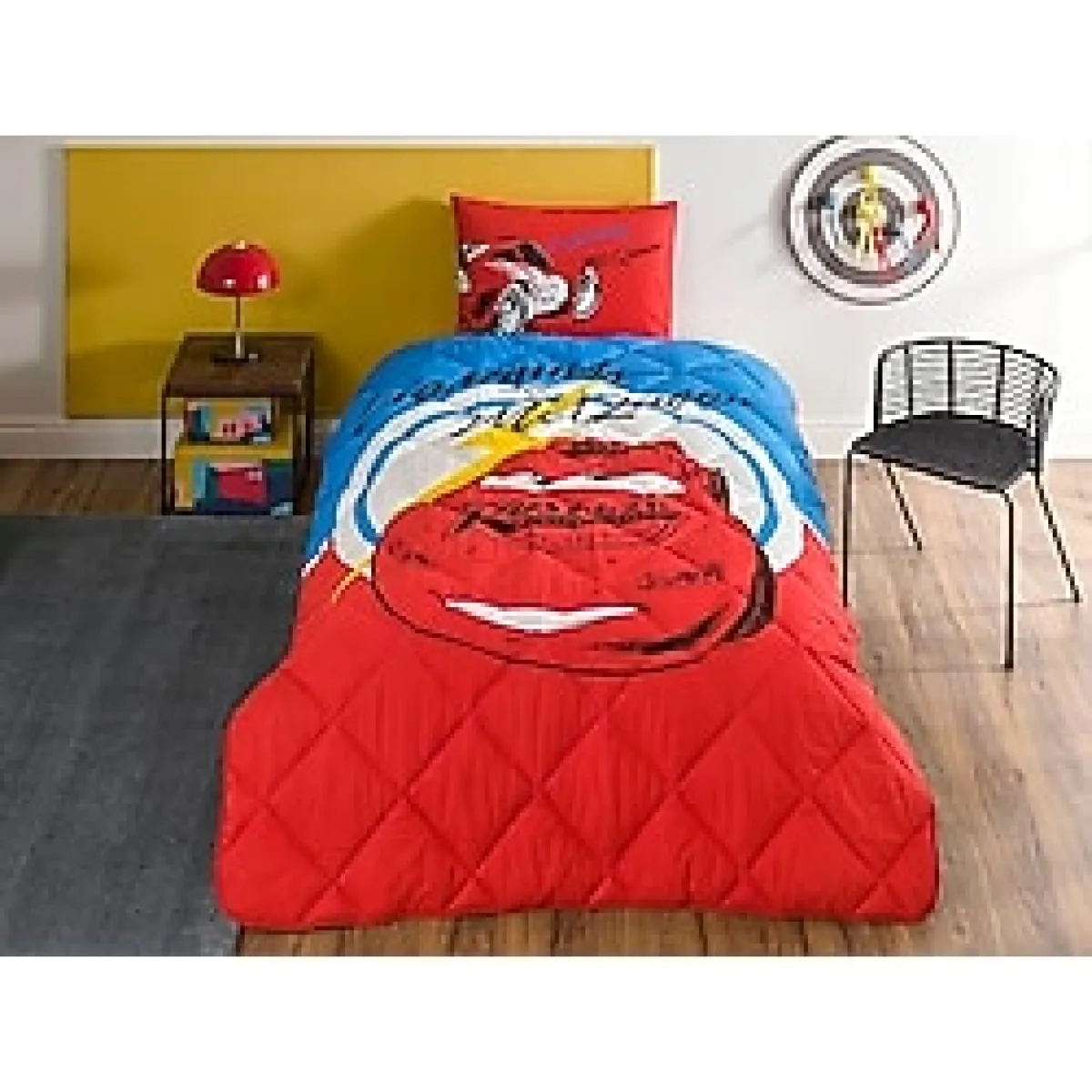 TAÇ Disney Cars Mcqueen Standart Pamuk Nevresim Takımı, Kırmızı, Tek Kişilik