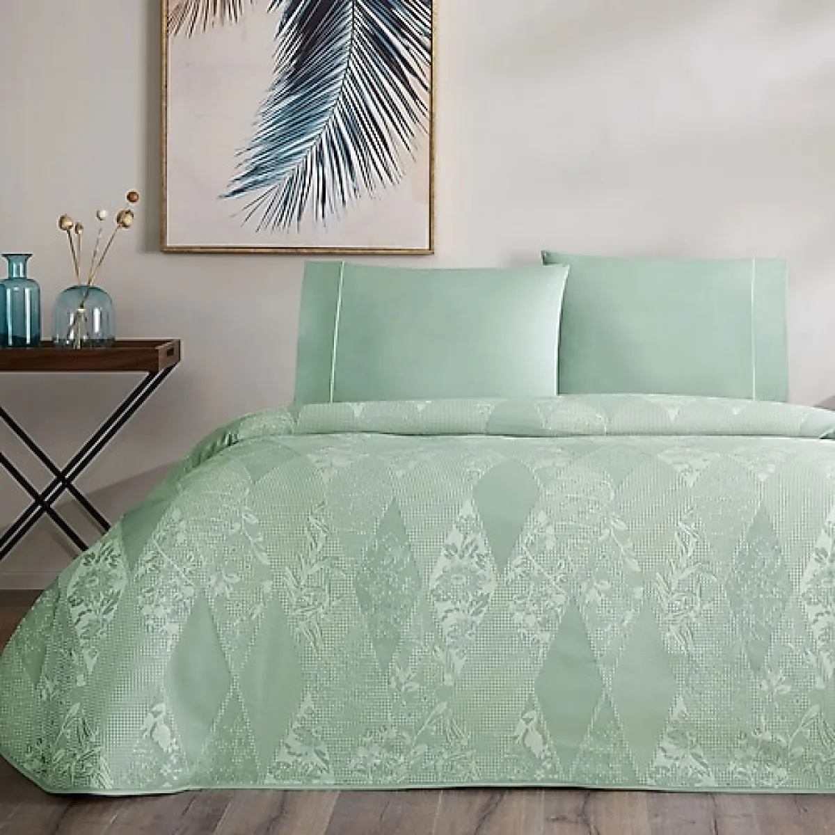 Taç Flava Yeşil Tek Kişilik Pike Takımı