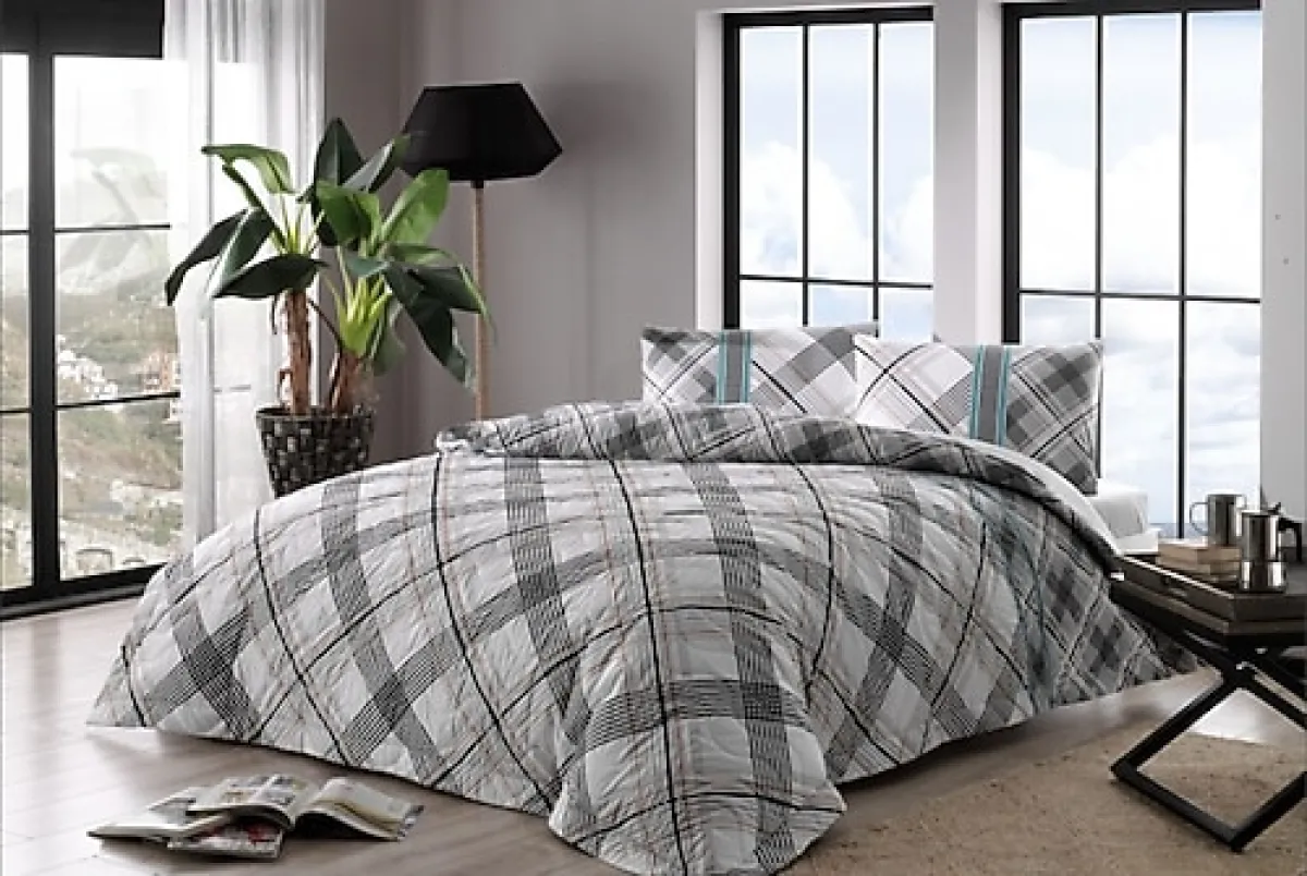 Taç Floyd Gri Kapitoneli Çift Kişilik Complete Set