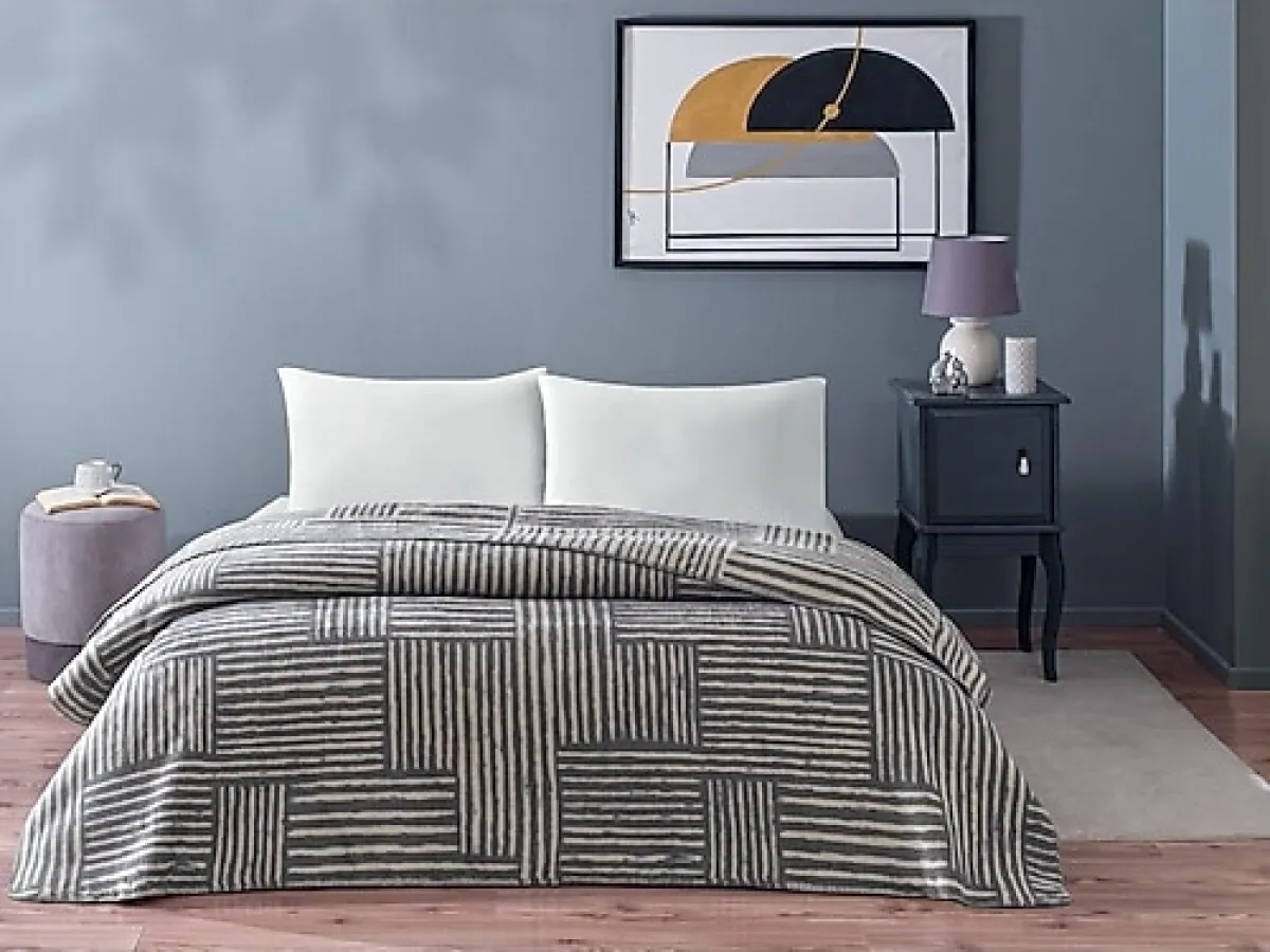 Taç Gable Gri Tek Kişilik Battaniye