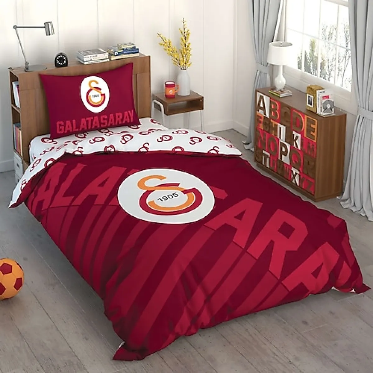 Taç Galatasaray Kırmızı Logo Tek Kişilik Lisanslı Nevresim Takımı