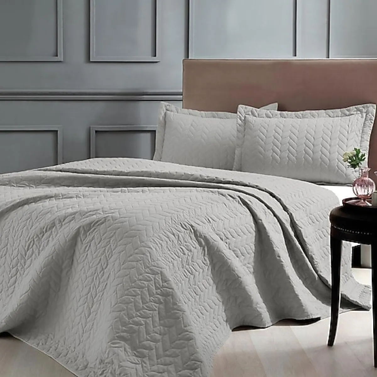 Taç Glory Kapitone Tek Kişilik Yatak Örtüsü Takımı