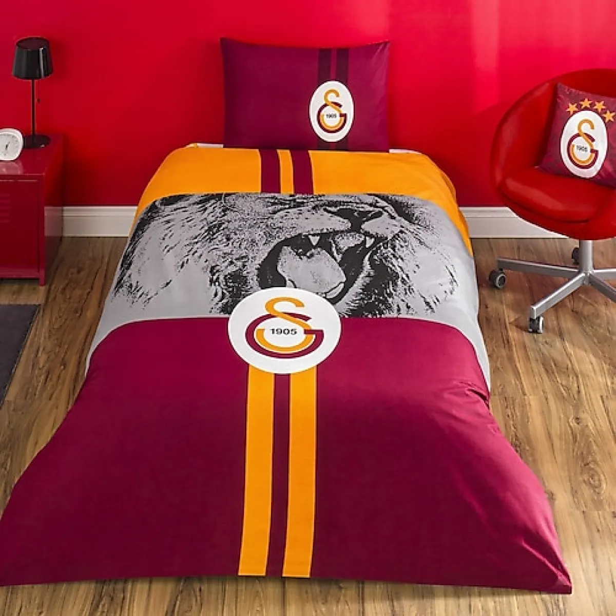 Taç Gs Şampiyon Aslan Lisanslı Pamuk Tek Kişilik Nevresim Takımı