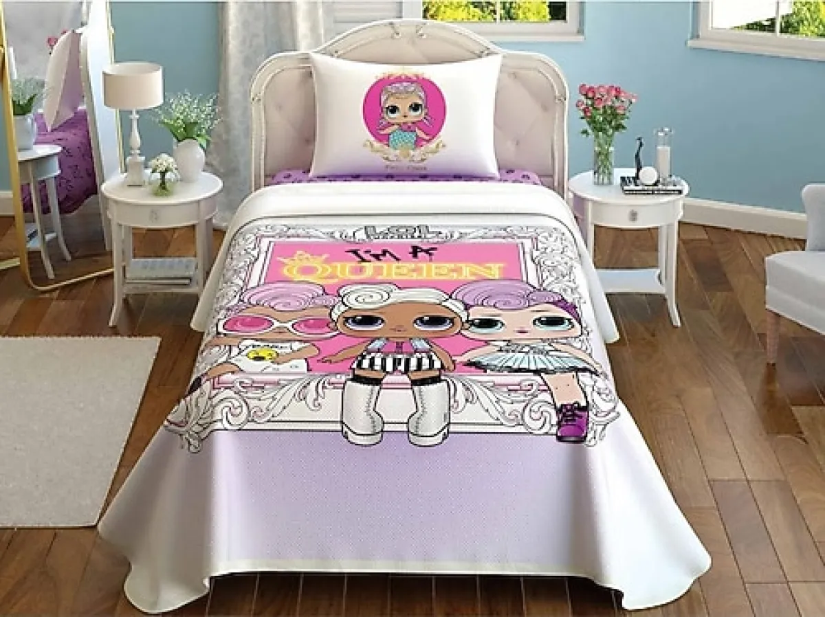 Taç Lol Surprise Queen 120x200 cm Tek Kişilik Lisanslı Pike Takımı