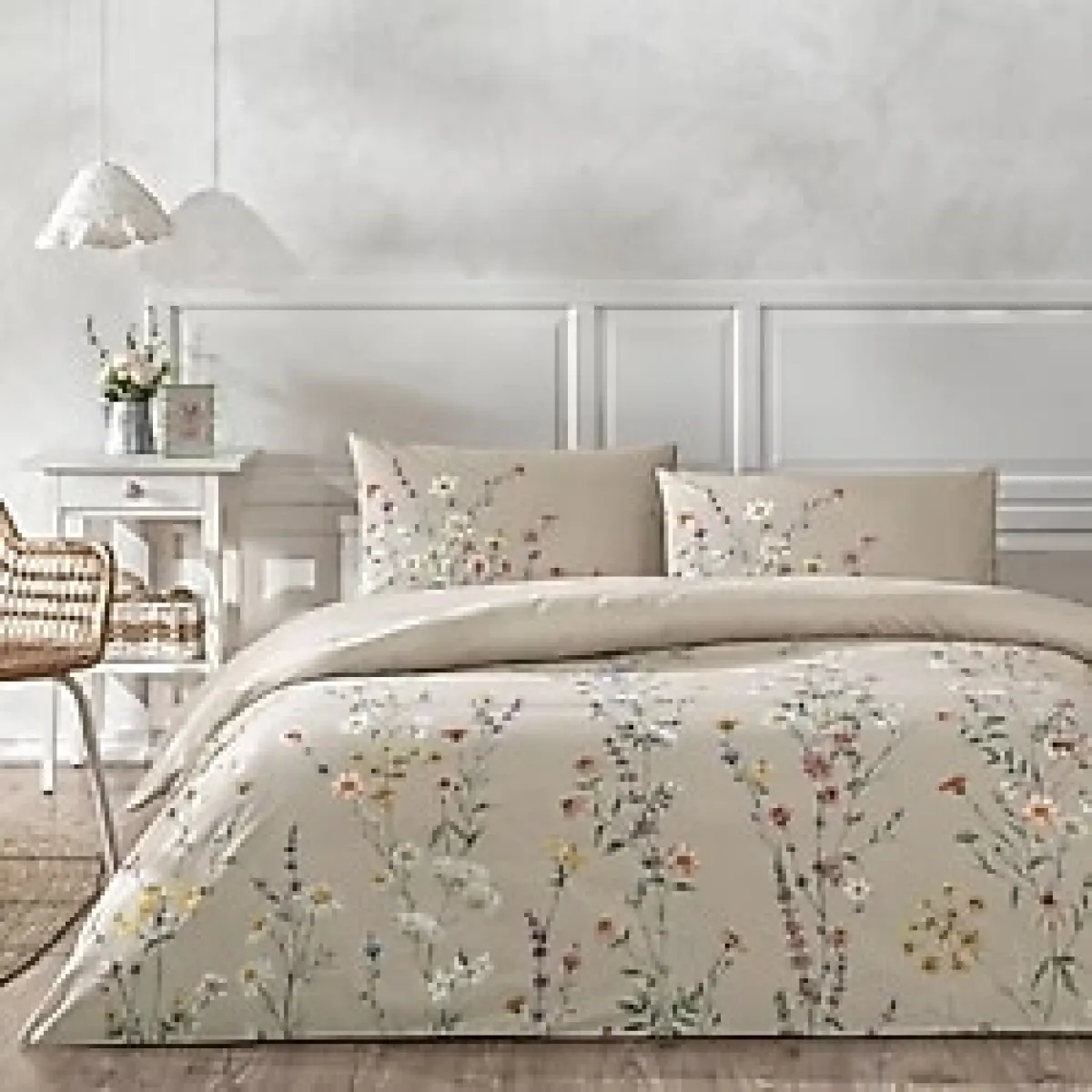 Taç Lunel Ranforce Çift Kişilik Nevresim Takımı Bej