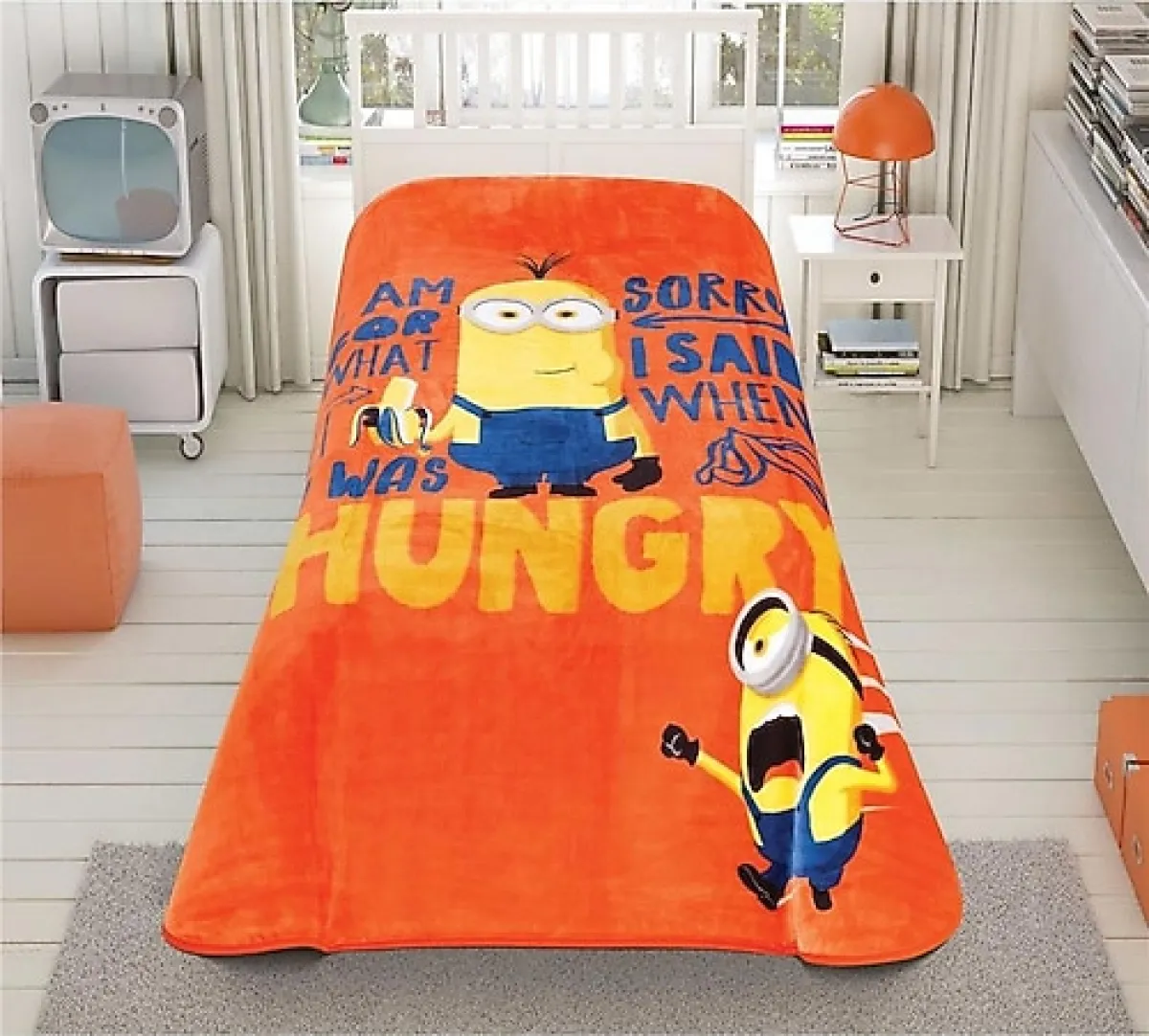 Taç Minions Hungry Lisanslı 160x220 cm Tek Kişilik Battaniye