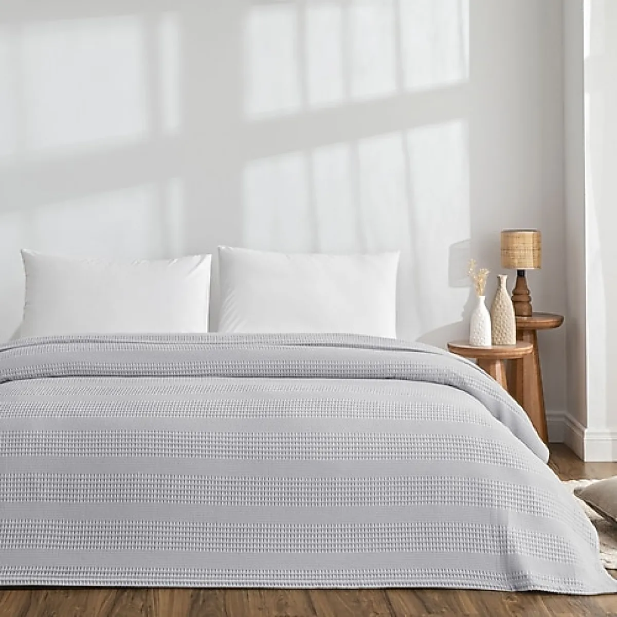 Taç Monet Gri Tek Kişilik Pike