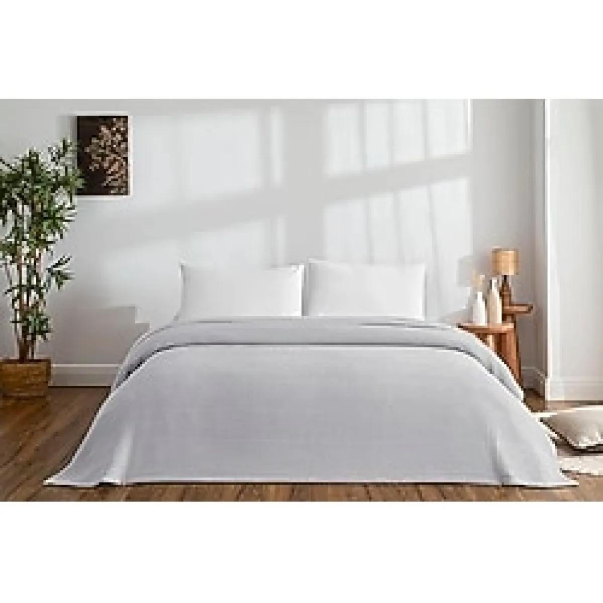 TAÇ Monet Standart Pamuk Pike, Gri, Çift Kişilik