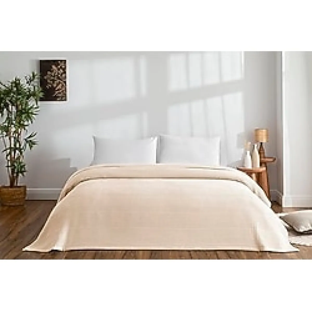 TAÇ Monet Standart Pamuk Pike Takımı, Kremrengi, Çift Kişilik