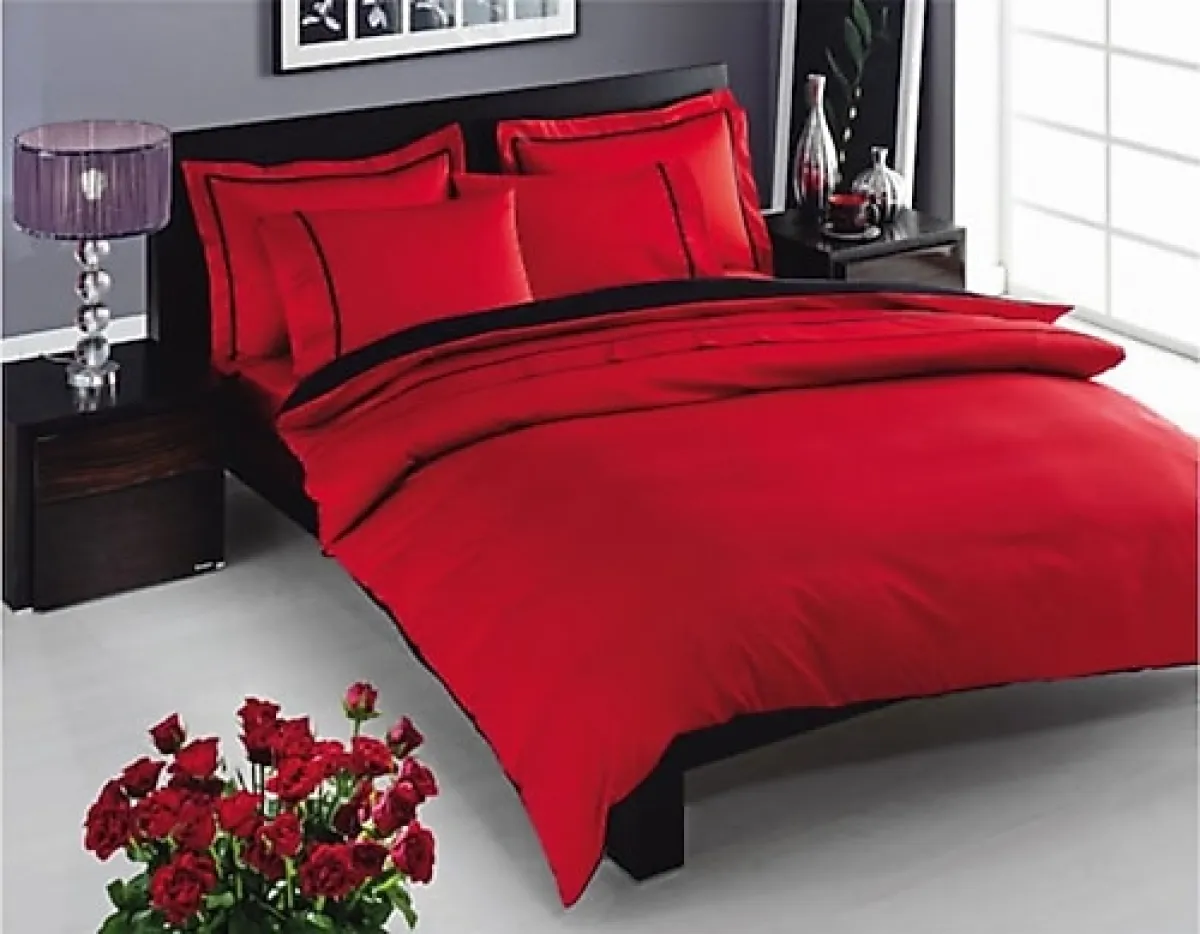 Taç Prestige Kırmızı Saten Delux Çift Kişilik Nevresim Takımı