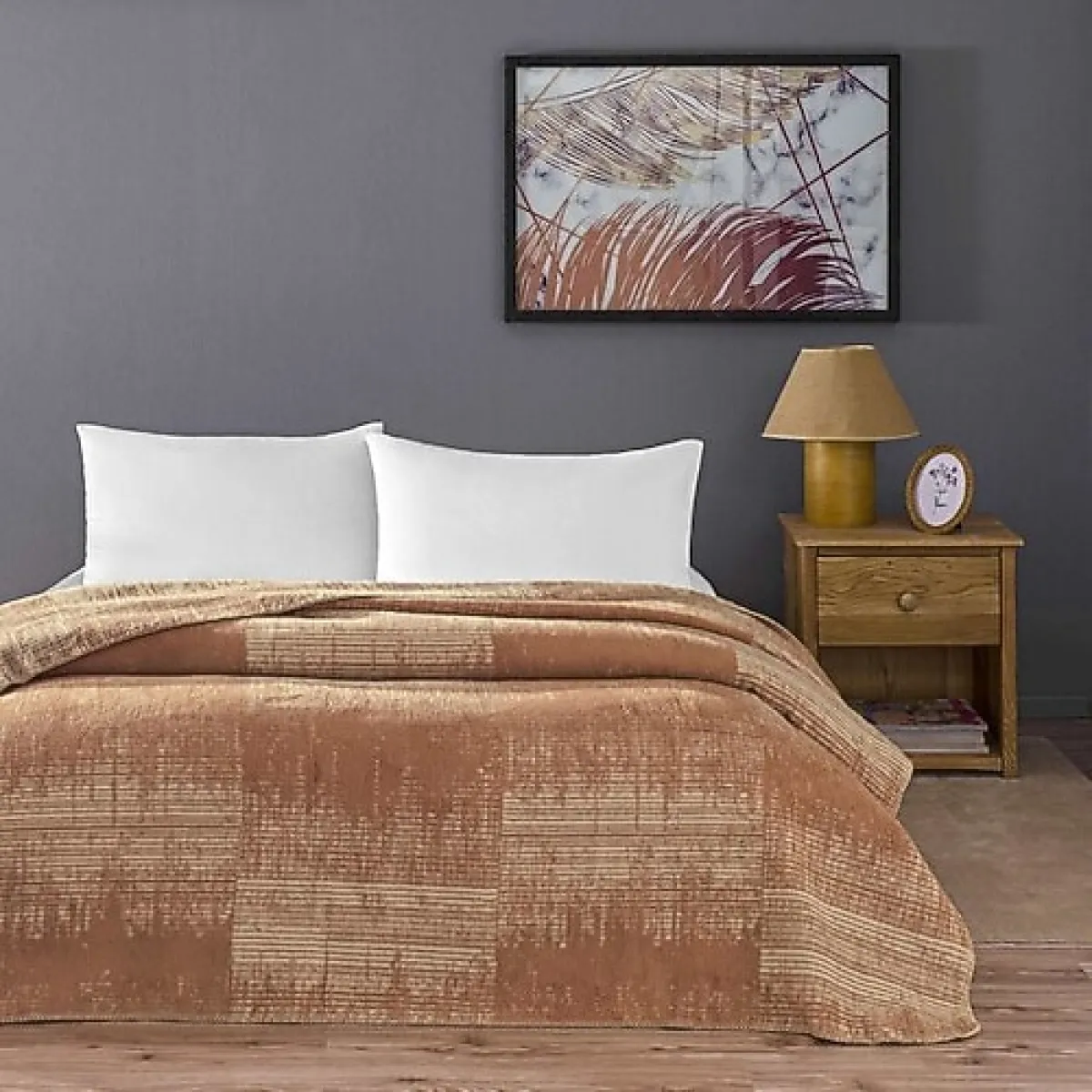 Taç Ziggy Taba 200x220 cm Çift Kişilik Battaniye