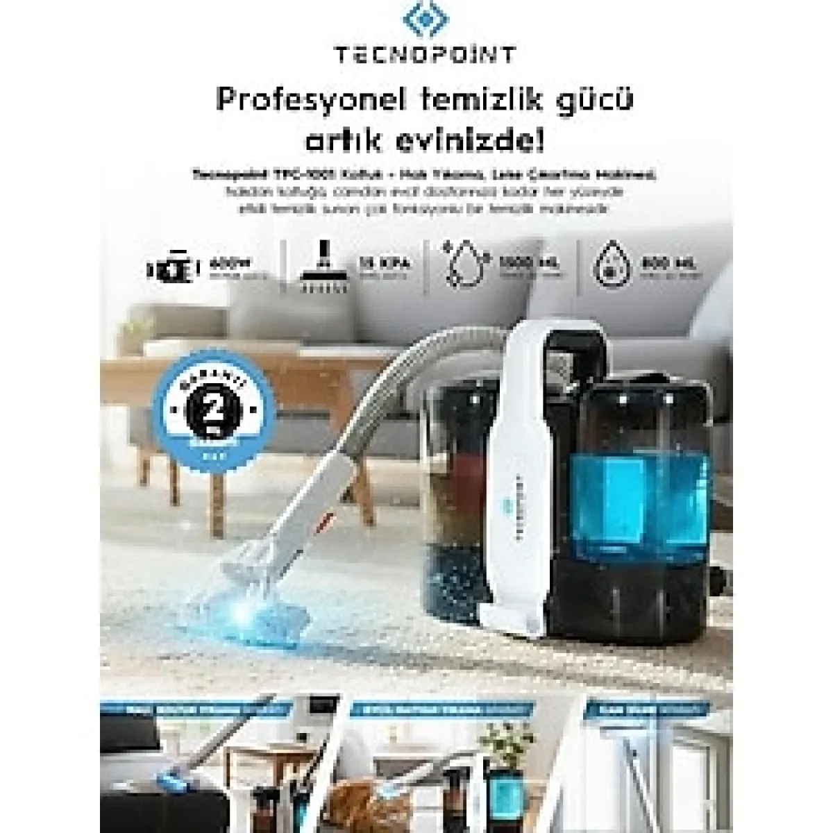 TecnoPoint Koltuk - Hali Yikama, Evcil Hayvan Yikama, Cam Temizleme Aparatli, Leke Çikartma Makinesi