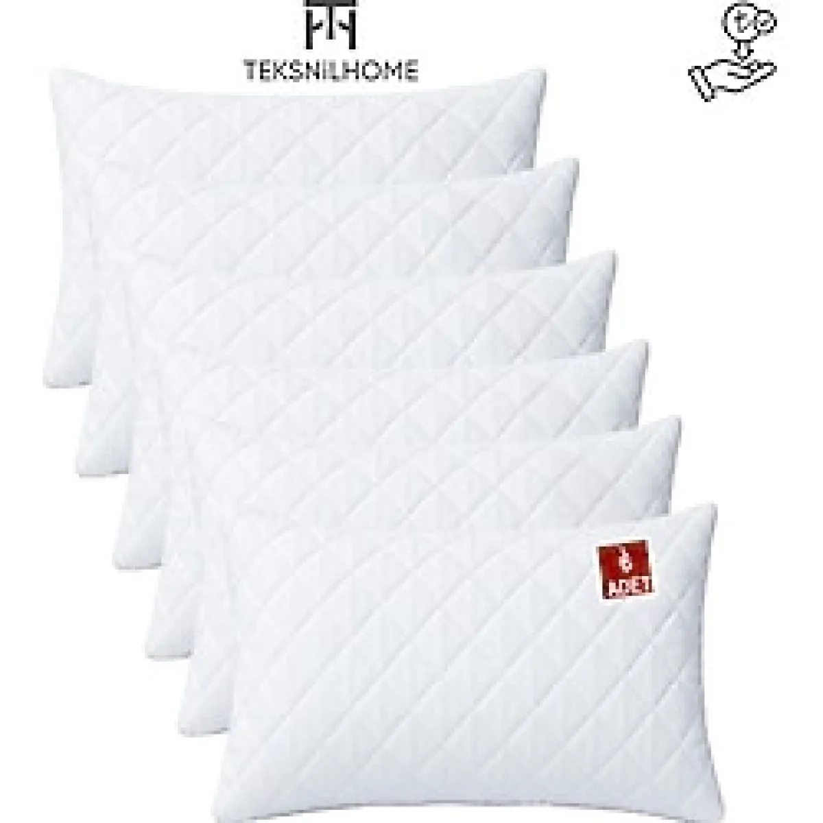 Teksnil Home Ekonomik 6'lı Kapitoneli Fermuarlı Yastık Alezi 50 x 70 cm - Ekru