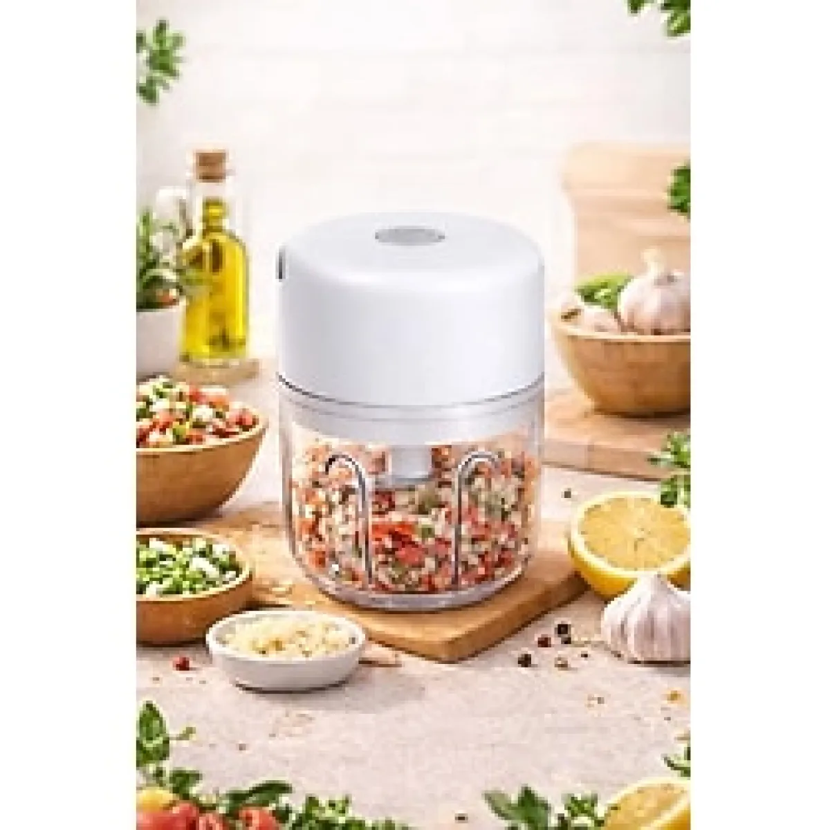 THOMAX Çok Amaçlı Şarjlı Otomatik 3 Bıçaklı Rondo Blender Doğrayıcı Gıda Ve Baharat Öğütücü